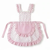 Alilang Unisex Polka Dot Gingham Ruffle Trim Kitchen Apron with Adjustable Straps and Front Pocket