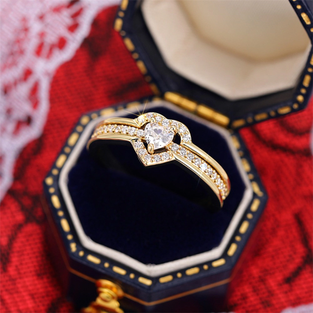 Double Heart Design Ring Romantic and Elegant Jewelry for Women