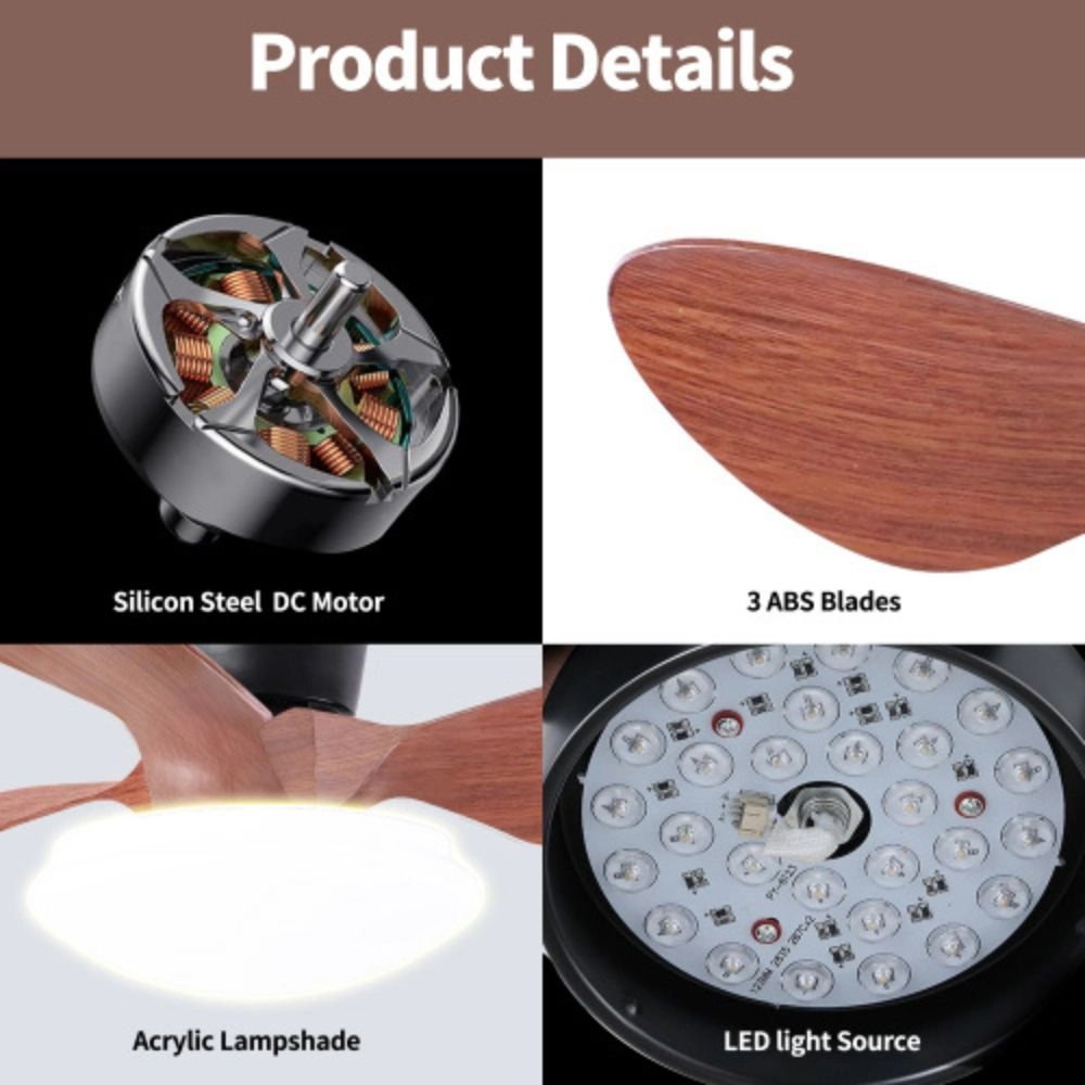 Vogued Glam 24 Inch Small Walnut Ceiling Fan