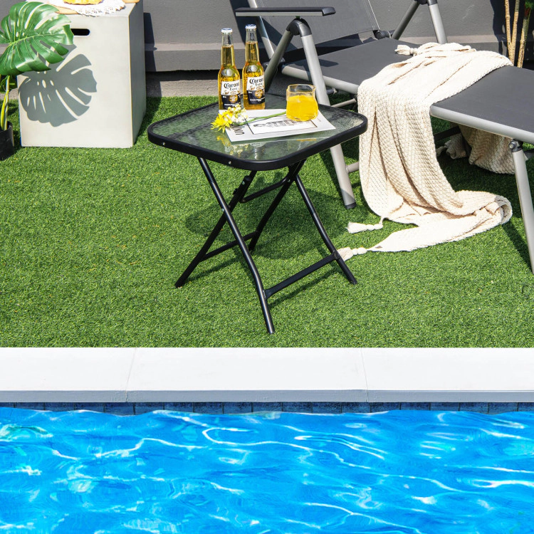 Hivvago 18 Inch Square Patio Bistro Table With Rustproof Frame