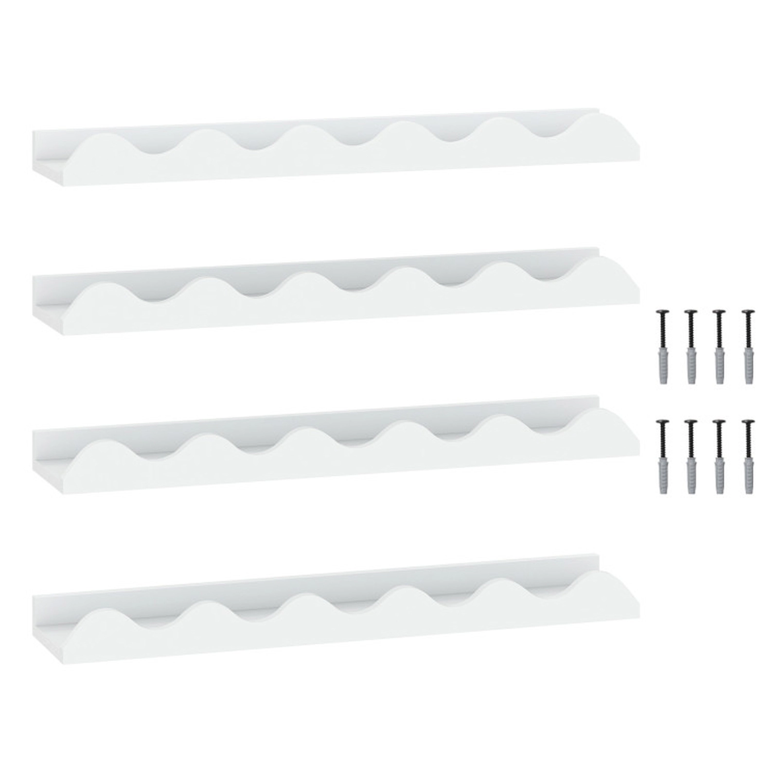 SUGIFT 24-in Wall-Mounted Kids Picture Ledge Bookshelf Set of 4 16.5-lb Capacity Fir Wood Natural White