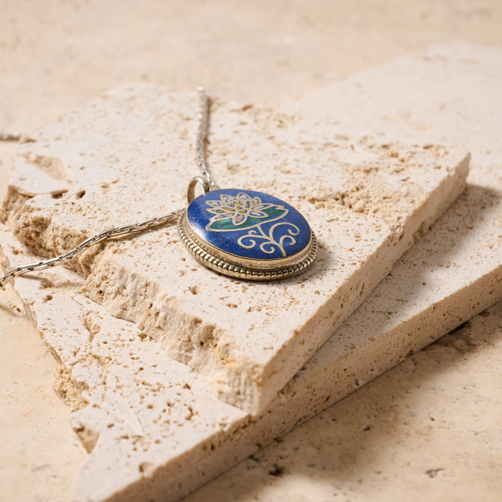 Ten Thousand Villages Lotus Mosaic Pendant Necklace