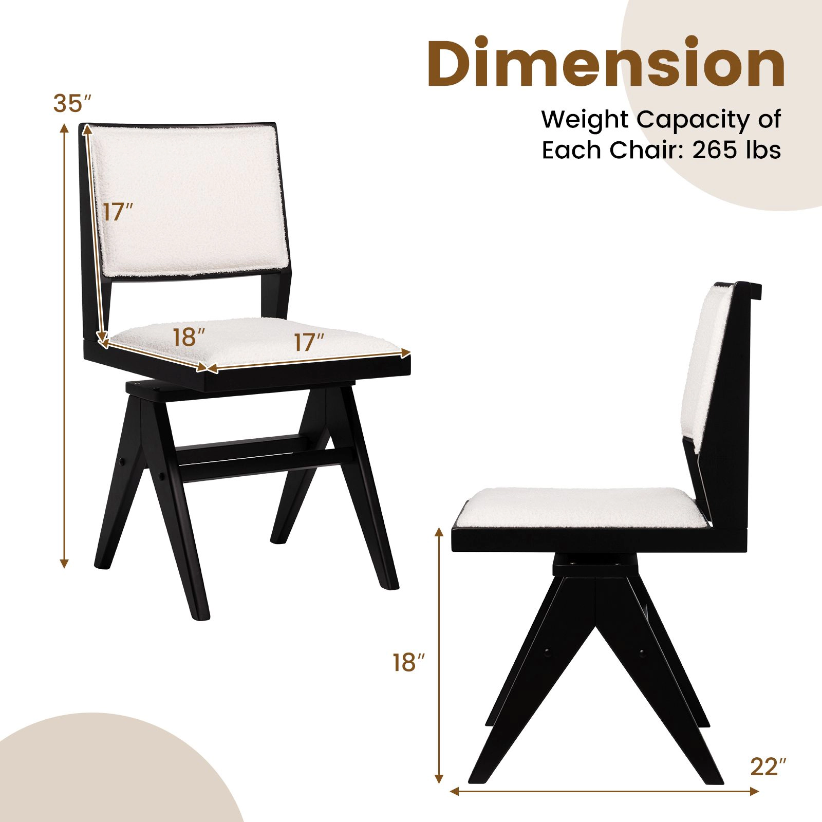 SlickBlue Upholstered Swivel Dining Chairs, Rubber Wood Frame, Sherpa