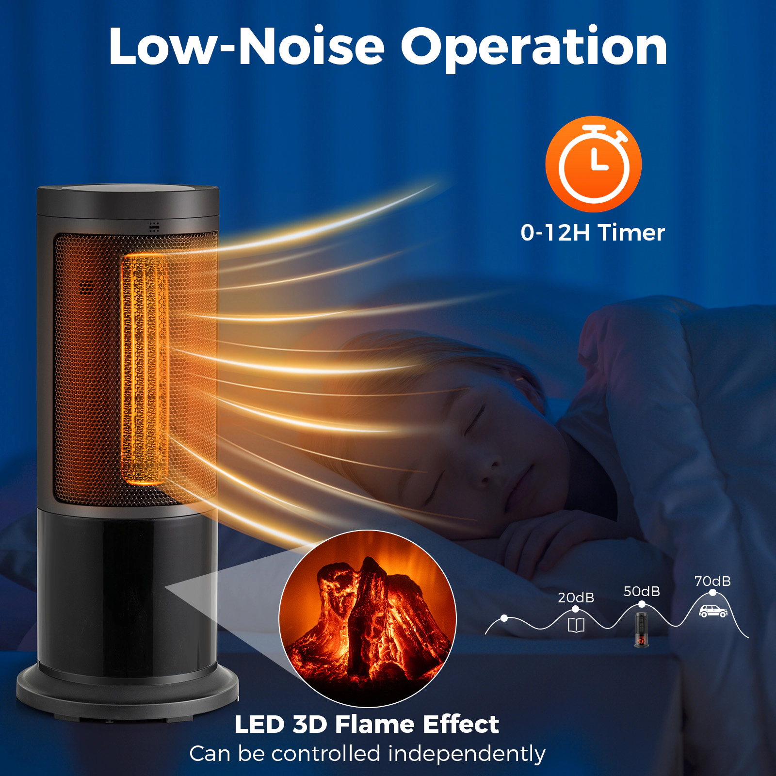 SUGIFT 17-in Black Portable Tower Space Heater with Remote and 135-Degree Oscillation 1500W 250-Sq-Ft Coverage