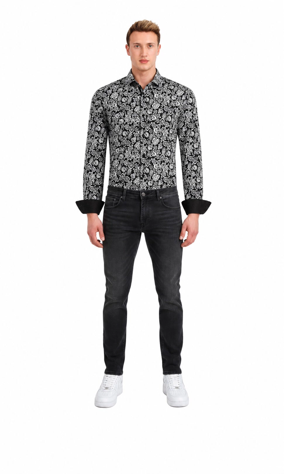 Elie Balleh Slim Fit Mens Floral Shirt