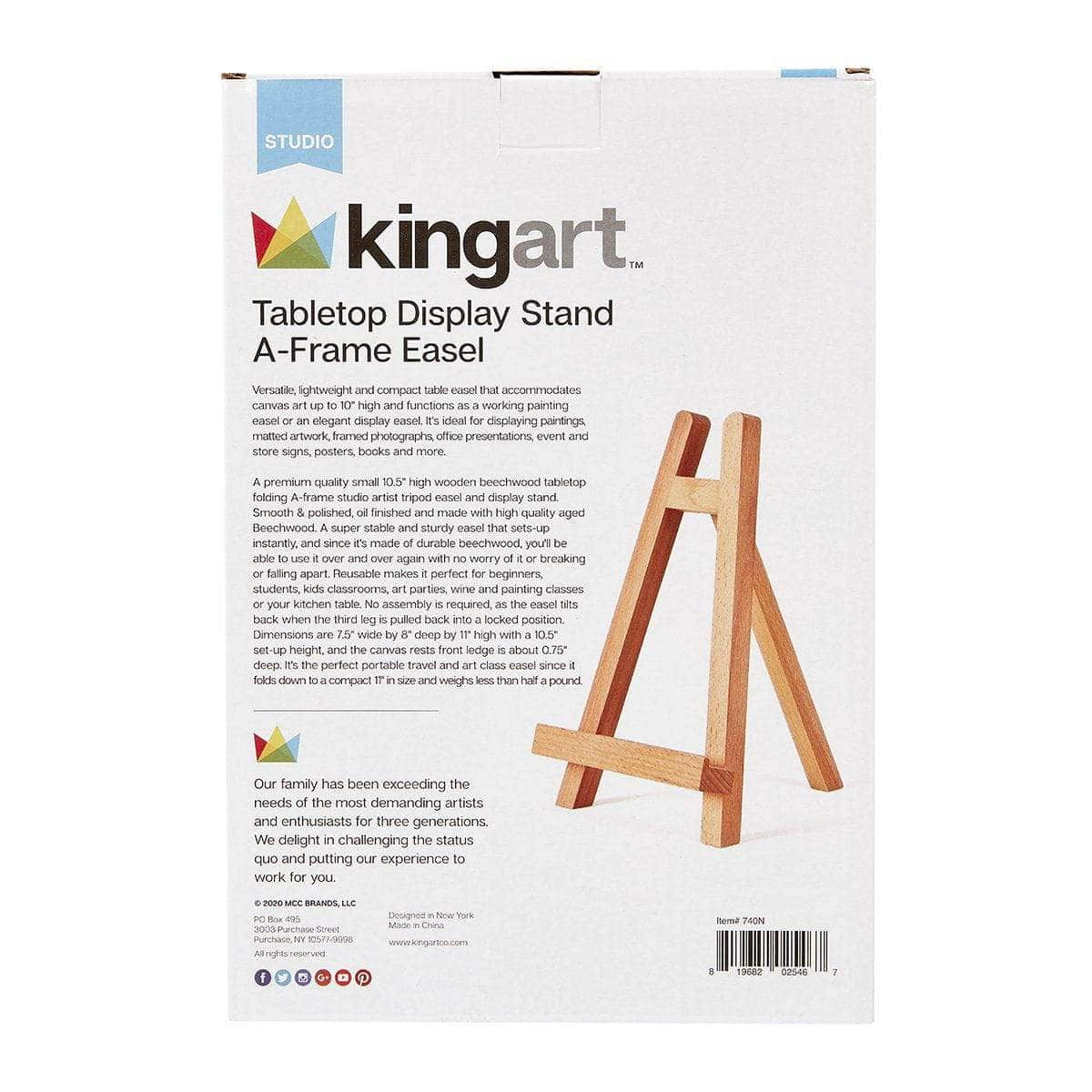 KINGART® Tabletop A-Frame Easel 10.5" - Beechwood Portable Display Stand