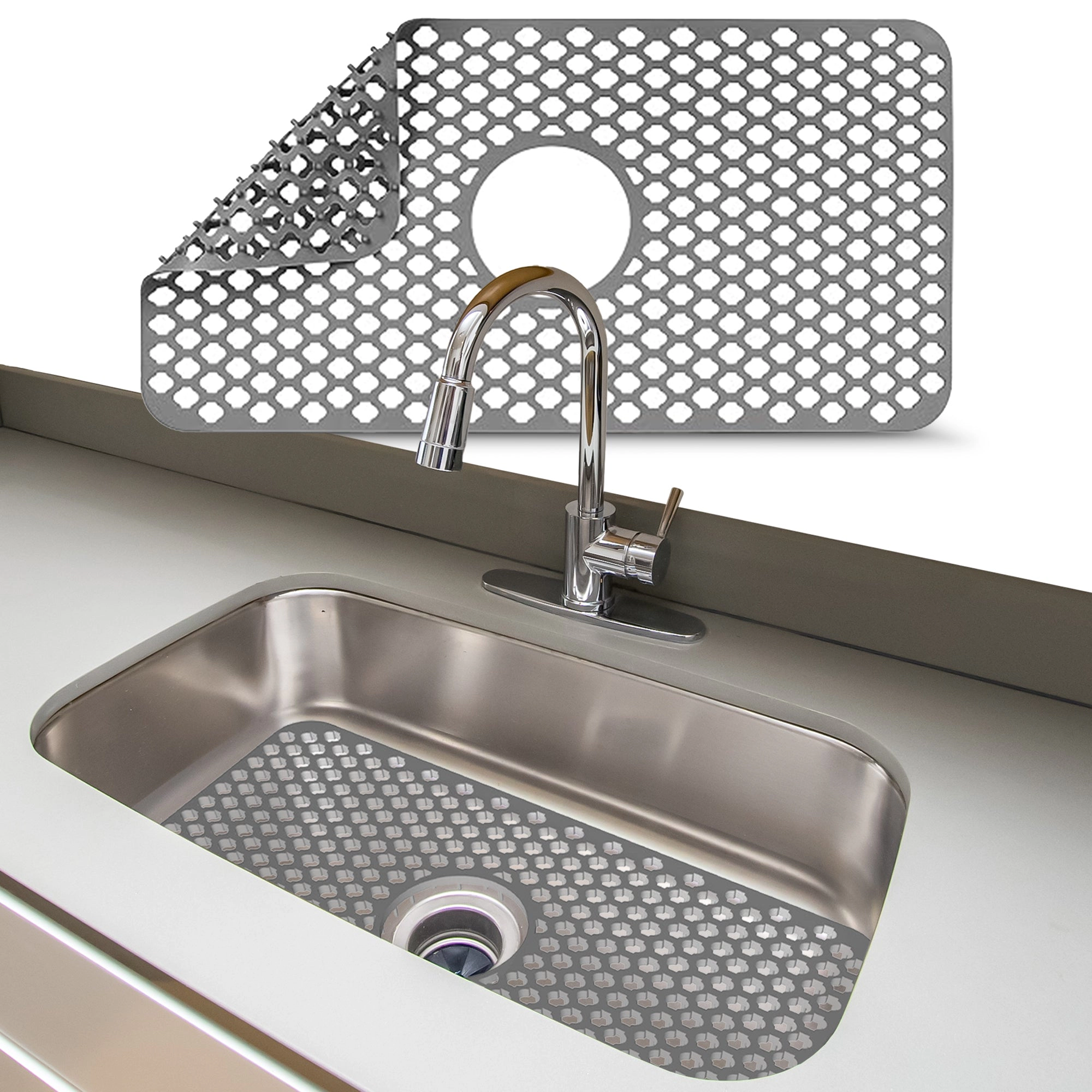 Cheer Collection Silicone Sink Protector Mat for Kitchen Counter and Drain Board
