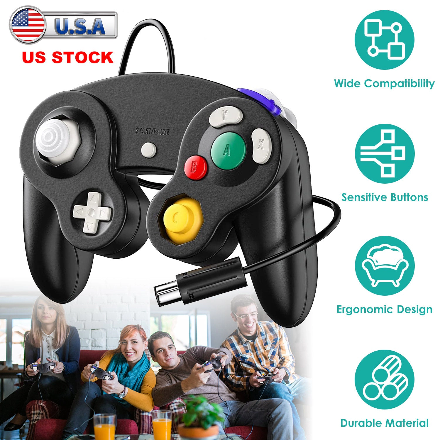 GBruno Wired Game Controller For Nintendo Wii Gamecube