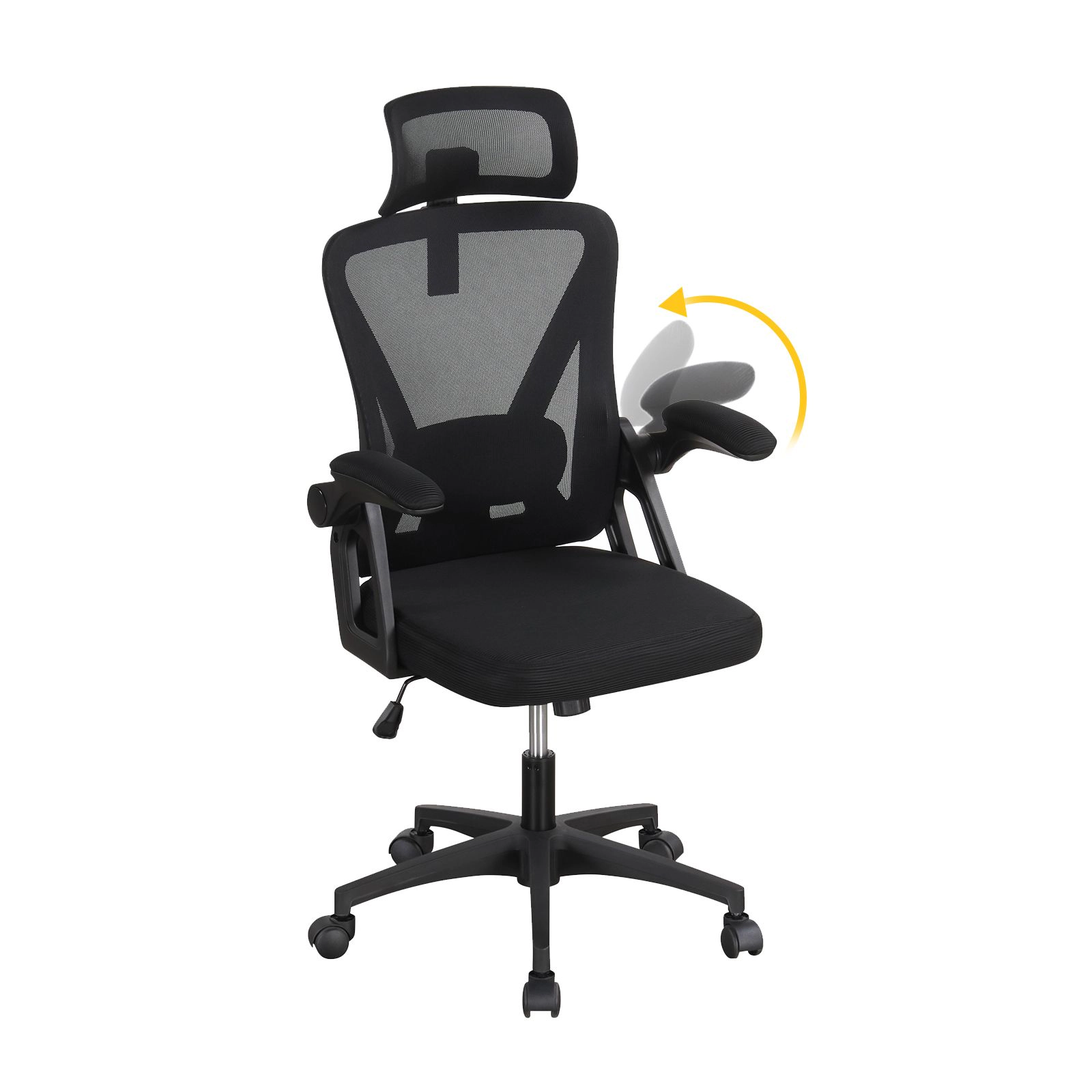 SlickBlue Black Office Chair with Lumbar Support Adjustable Headrest and Armrests