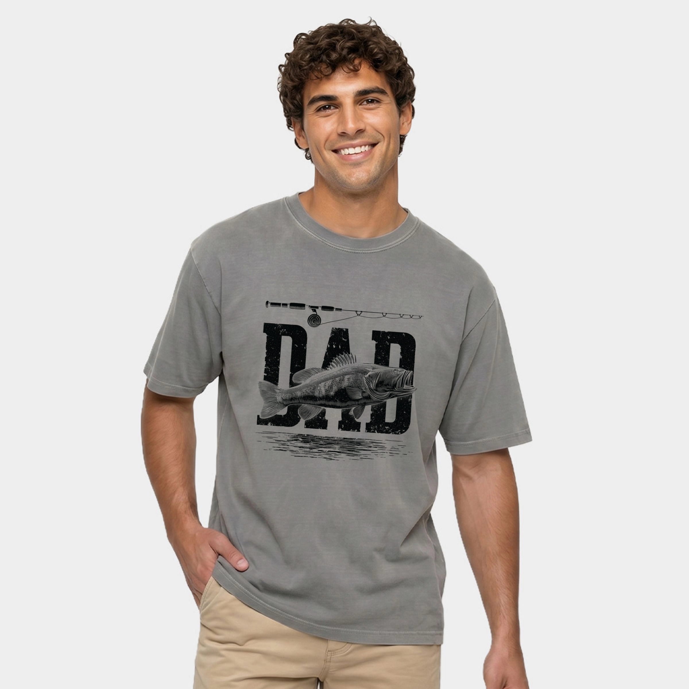 Simply Sage Market - Men's Garment Dyed Graphic T-Shirt Dad Fishing Distressed