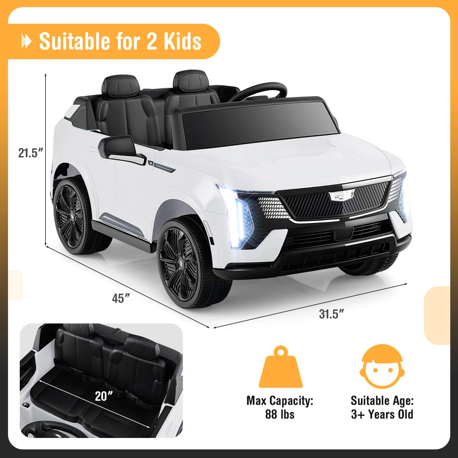 Costway 2 Seater Ride on Truck with Remote Control 3 Speeds LED Lights Horn Music Story