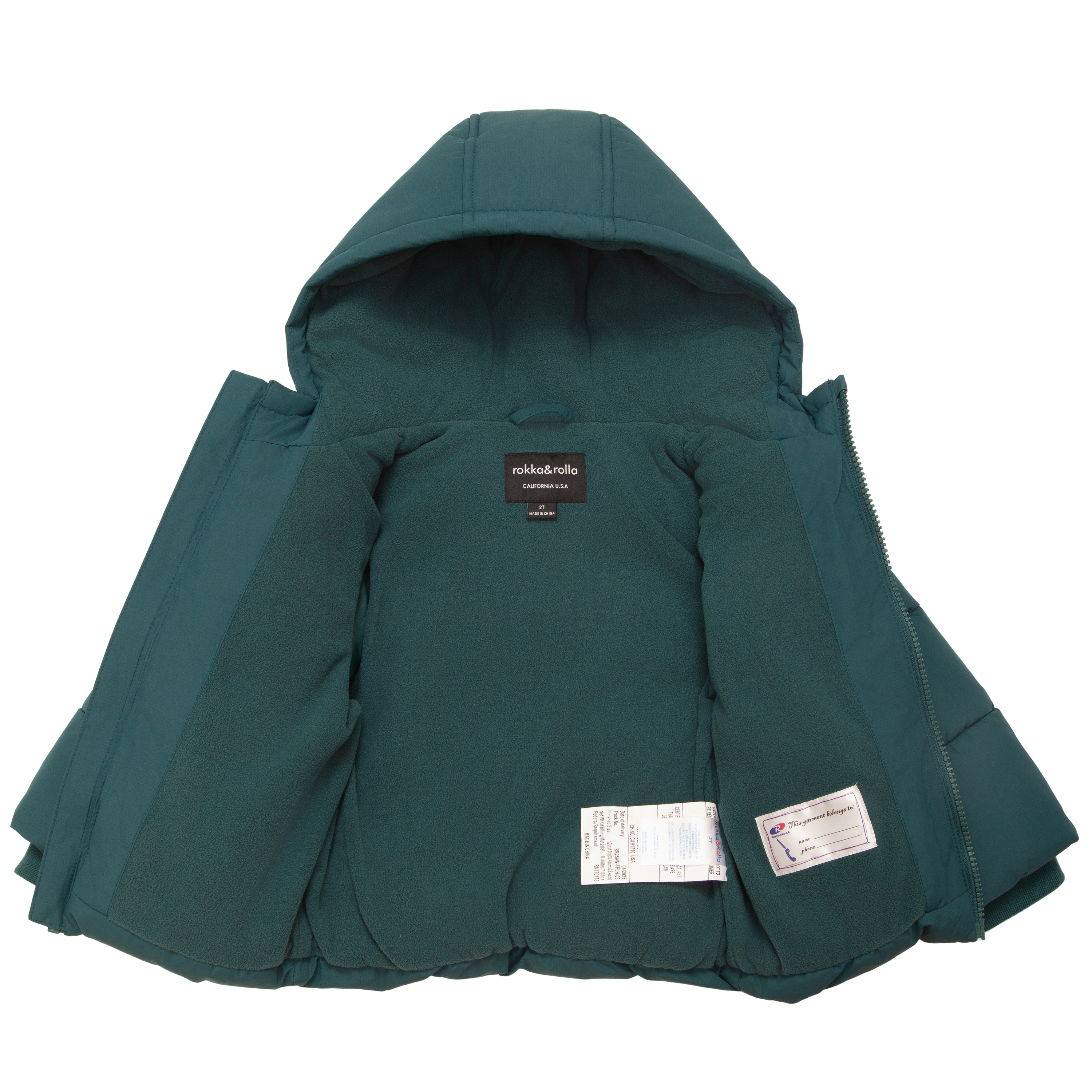 Rokka&Rolla Toddler Boys Water-Resistant Fleece-Lined Puffer Jacket