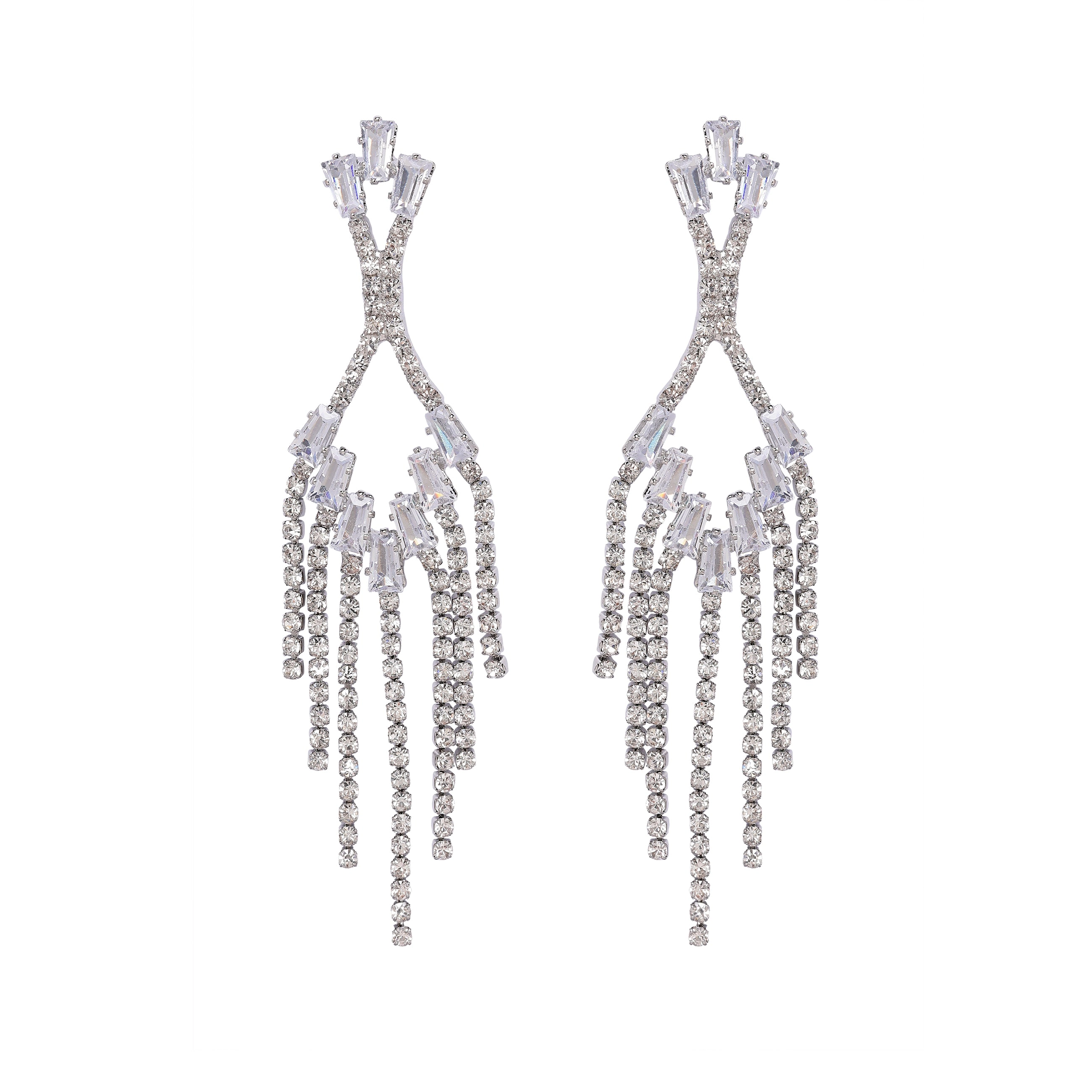 AGP PARIS Womens Elegant Sparkling Chain Drop Earrings