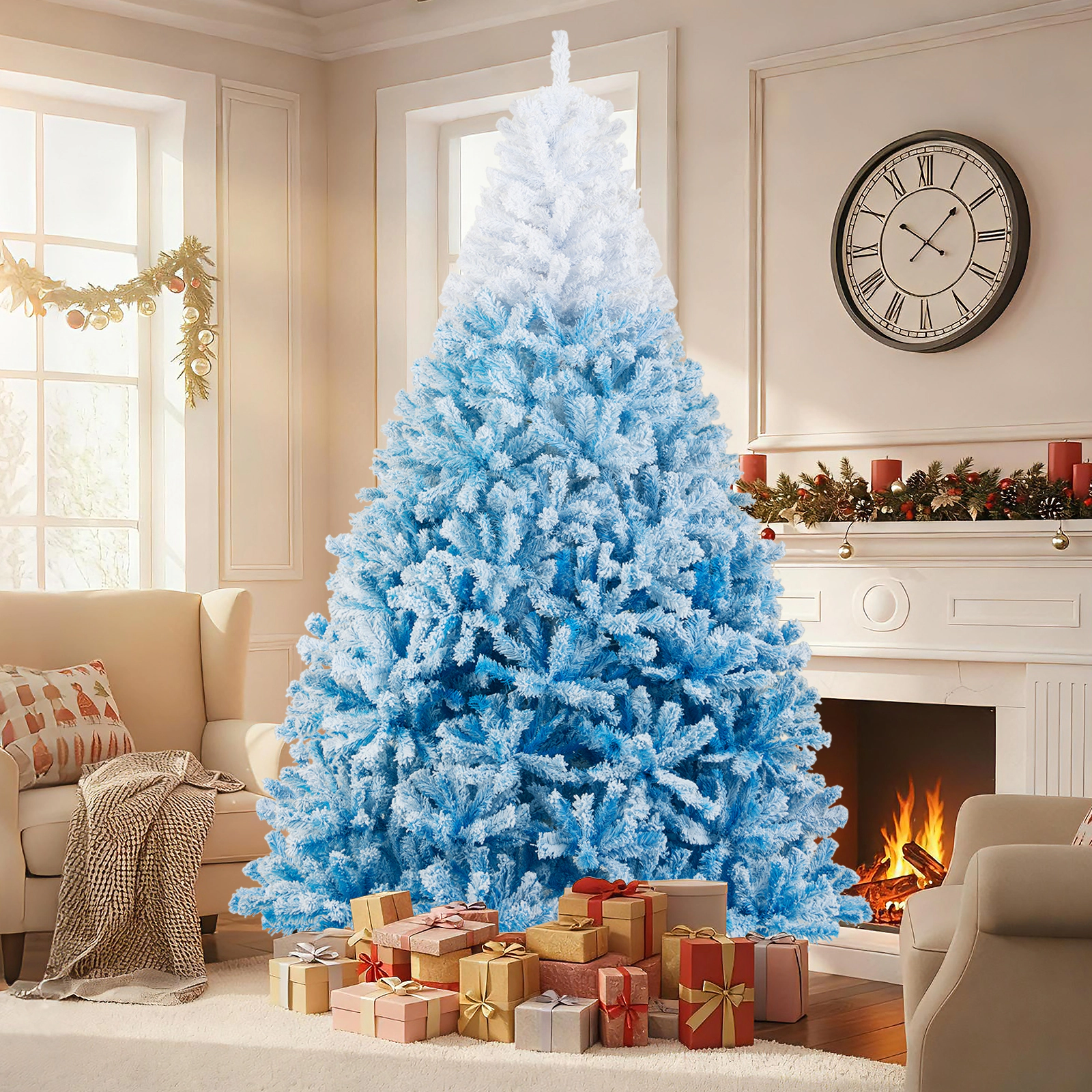 Costway 5/6/7/8 FT Artificial Christmas Tree with 456/820/1264/1774 Branch Tips & Folding Metal Stand