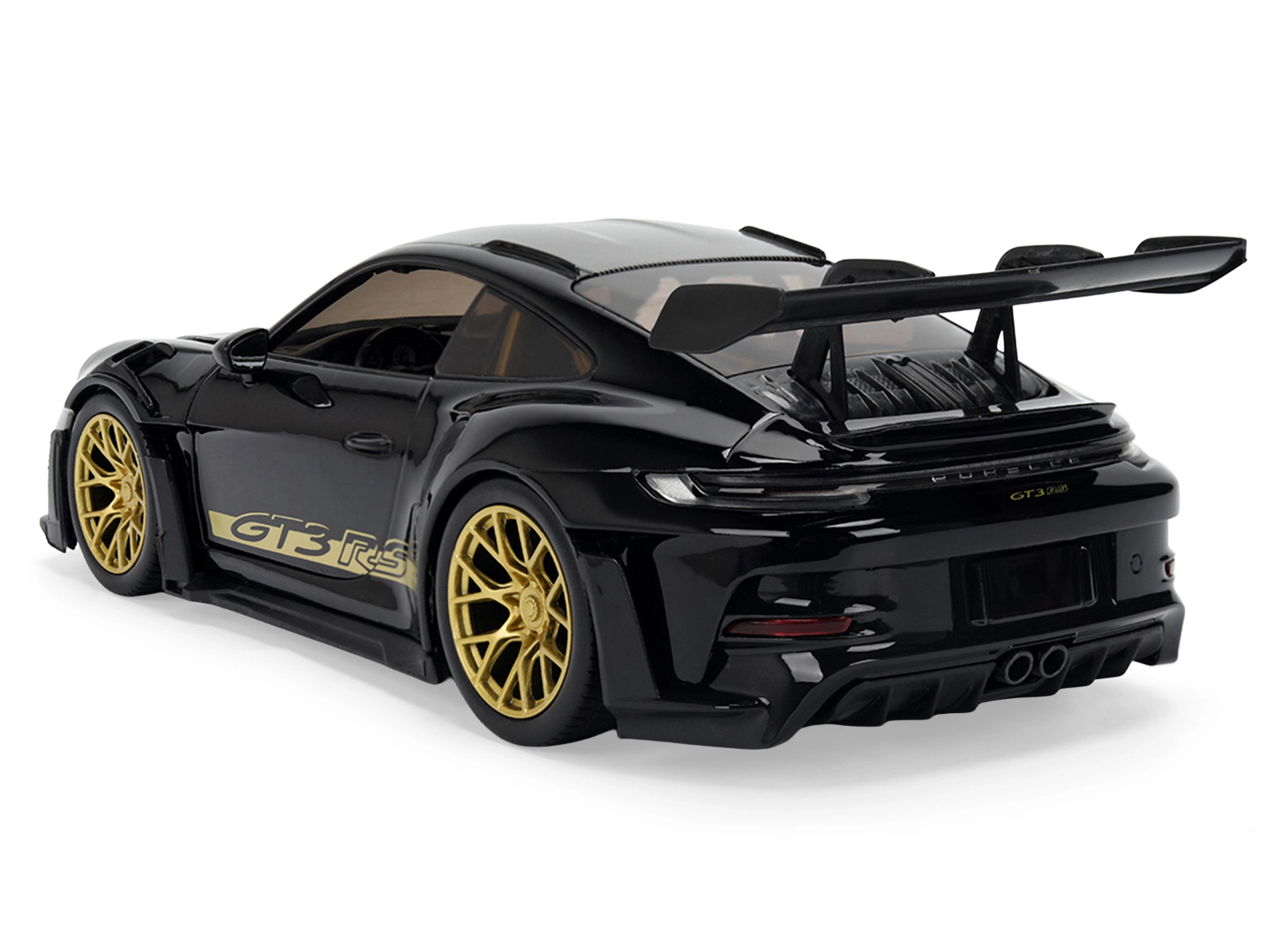 Porsche 911 (992) GT3 RS Black with Carbon Top and Hood Stripes 1/24 Diecast Model Car by Jada