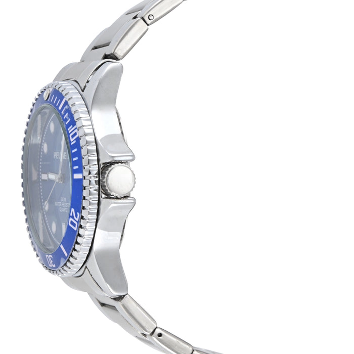 Peugeot Men's 40mm Blue Dial Sport Bezel Stainless Steel Bracelet Watch