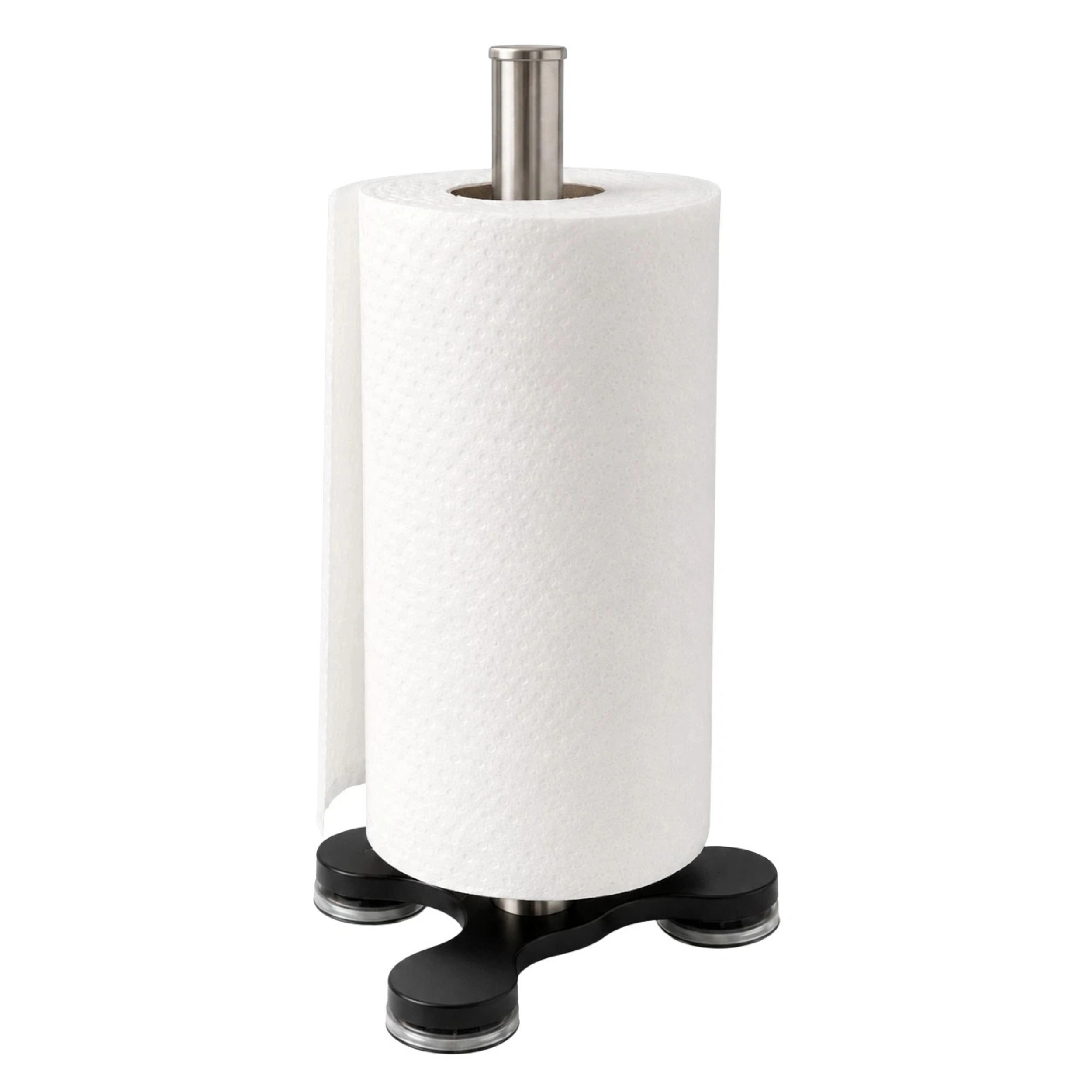 Home Collection Black Stainless Steel Countertop Paper Towel Holder with Suction Base