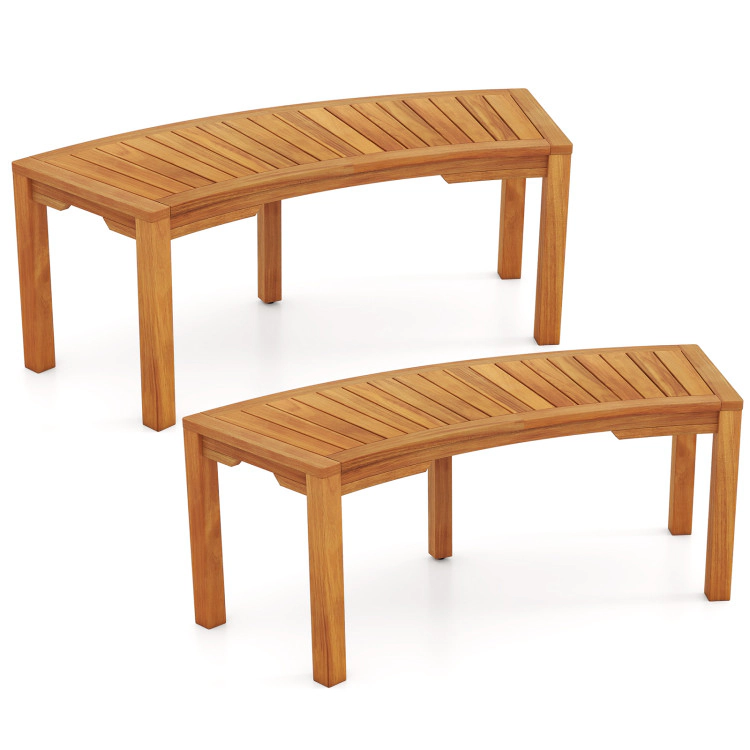 Hivvago Set Of 2 Acacia Wood Outdoor Garden Benches- 2 Pieces