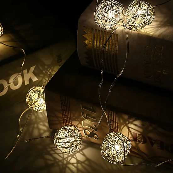 Elegani 2-Pack 10-LED Wire Ball String Lights - 3 ft Flexible Copper ...