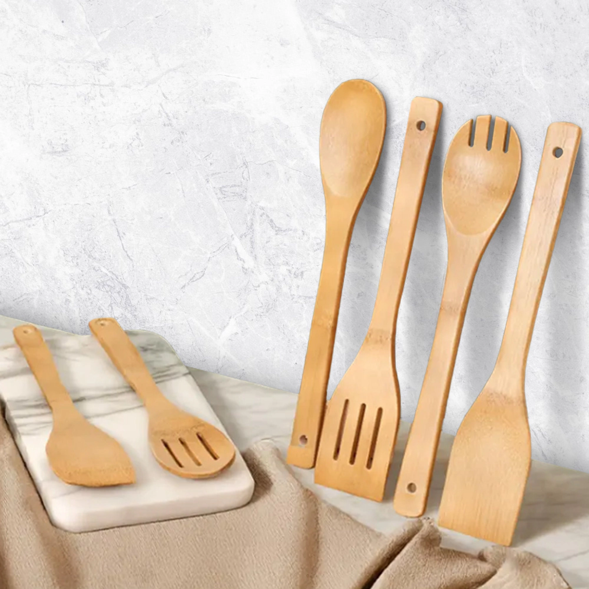 Cheer Collection 6-Piece Bamboo Cooking Utensil Set