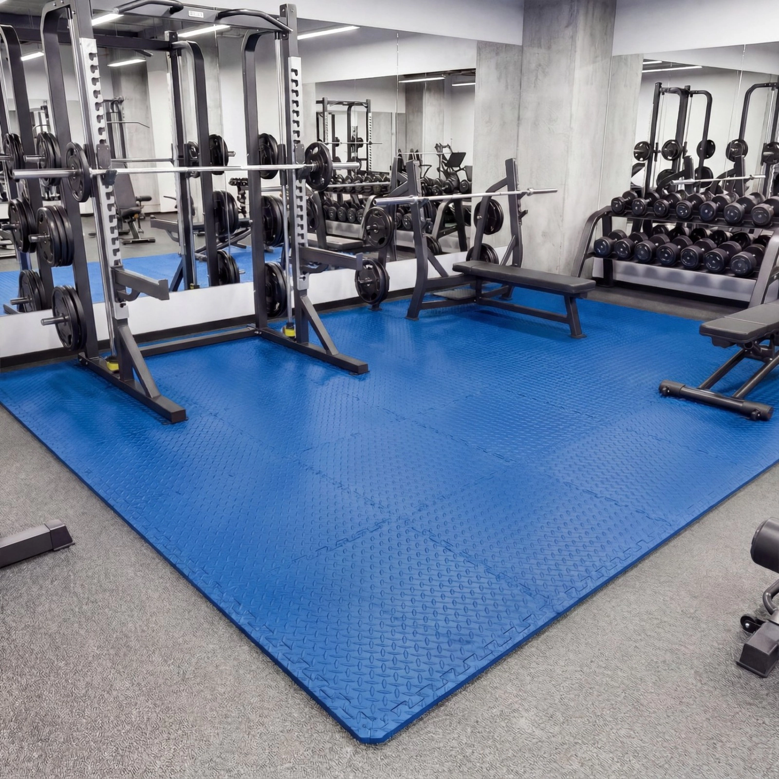 SUGIFT 24-Piece 1/2-in Thick EVA Puzzle Exercise Floor Mats 25 x 25-in Tiles About 104-sq-ft Coverage Blue