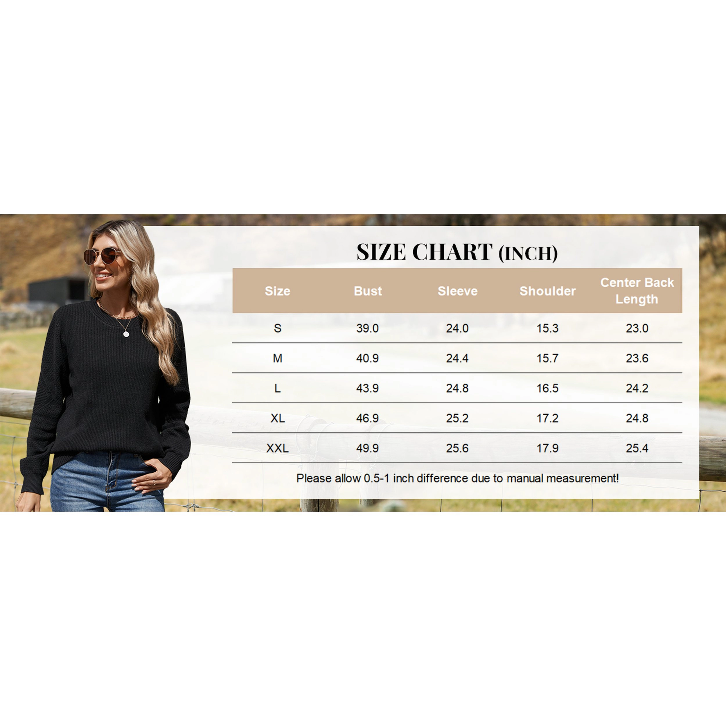 Zeagoo Women's Long Sleeve Ribbed Knit Crewneck Crochet Pullover