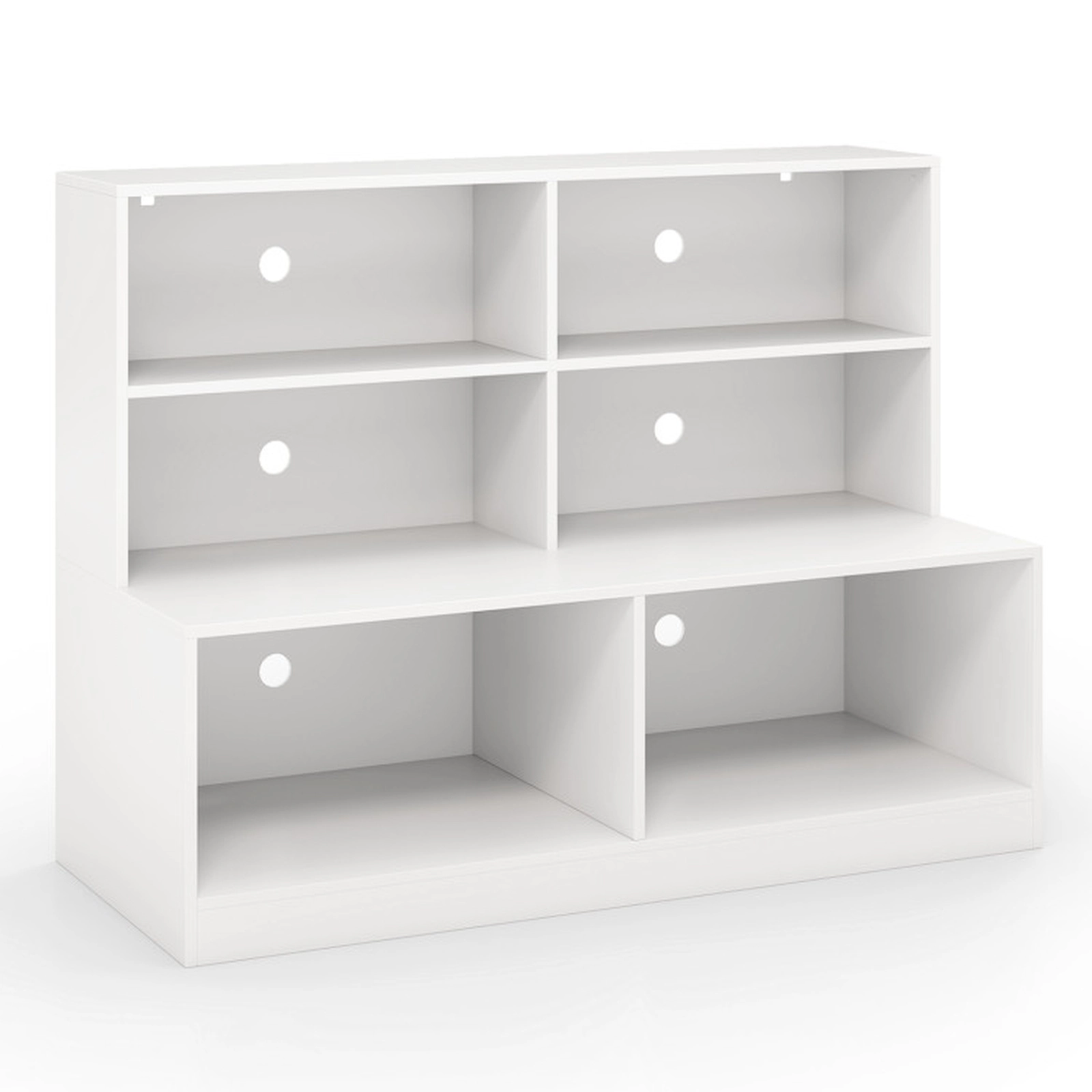 SUGIFT 47-in White Entryway Shoe Cabinet with Bench Seat 4-Cube Storage Shelf and Anti-Tipping Wall Kits