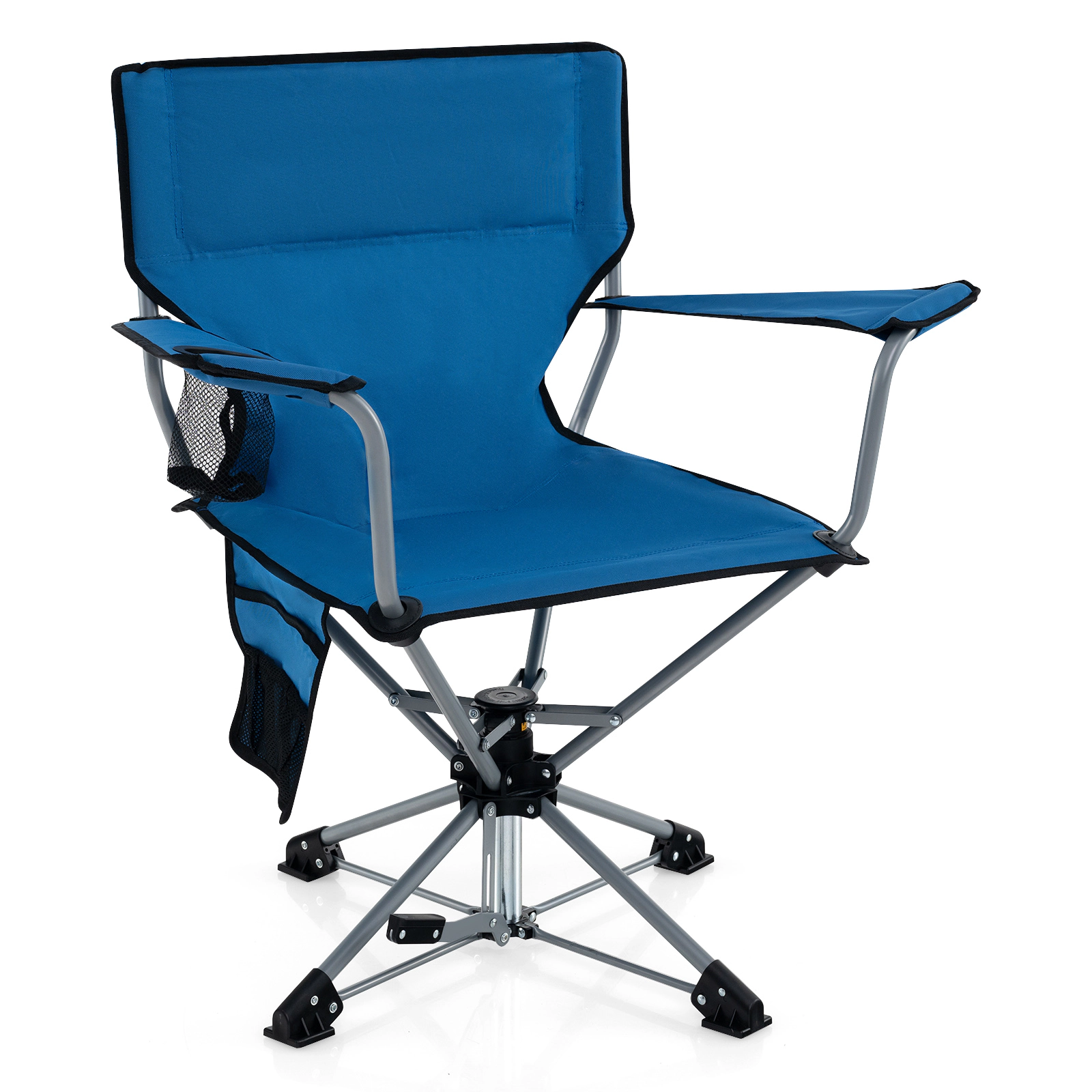 SUGIFT Blue 360-Degree Swivel Hunting Chair with Mesh Cup Holder 32-in W 21-in D 35-in H 300-lb Seat Capacity