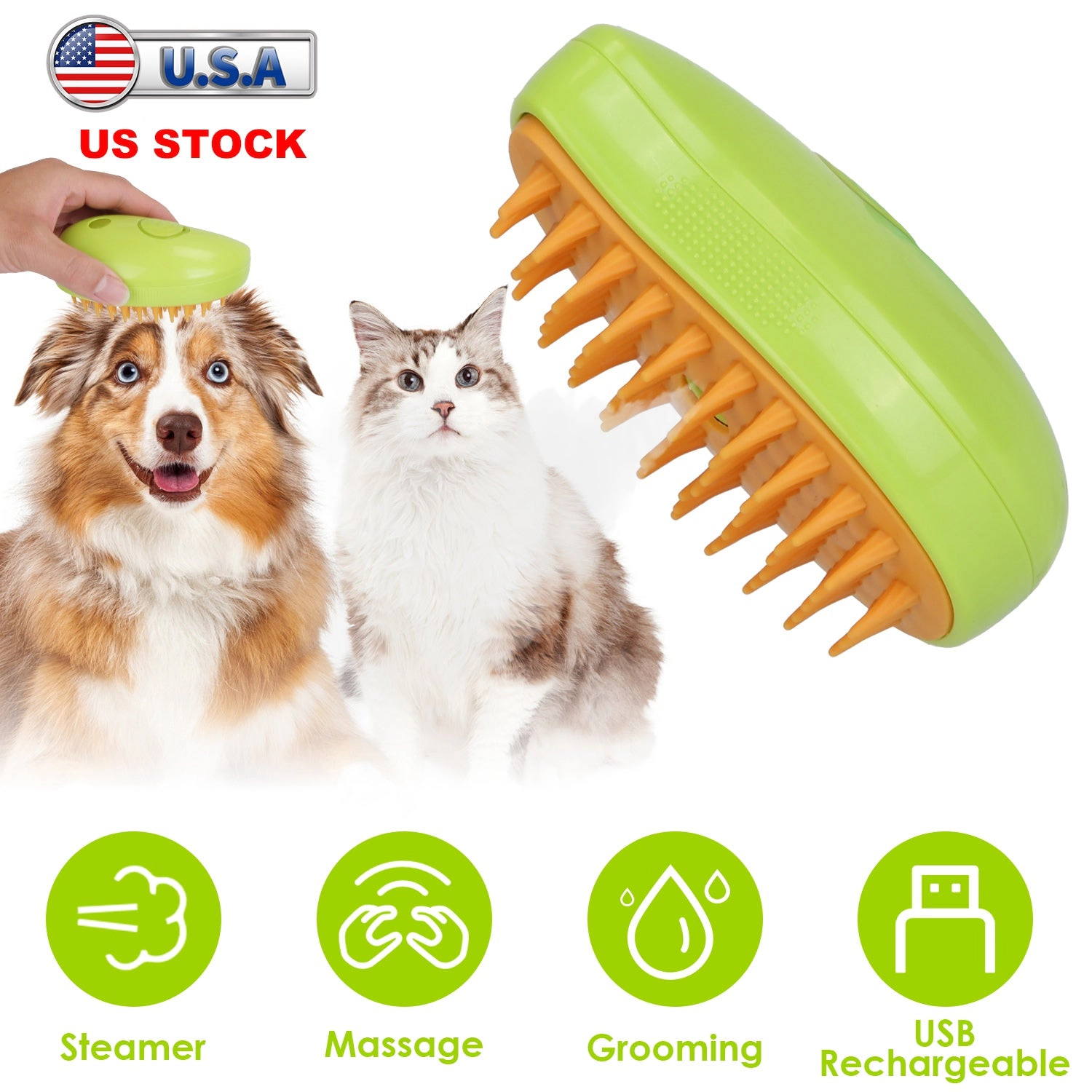 GBruno 3-in-1 Steam Cat Grooming Brush