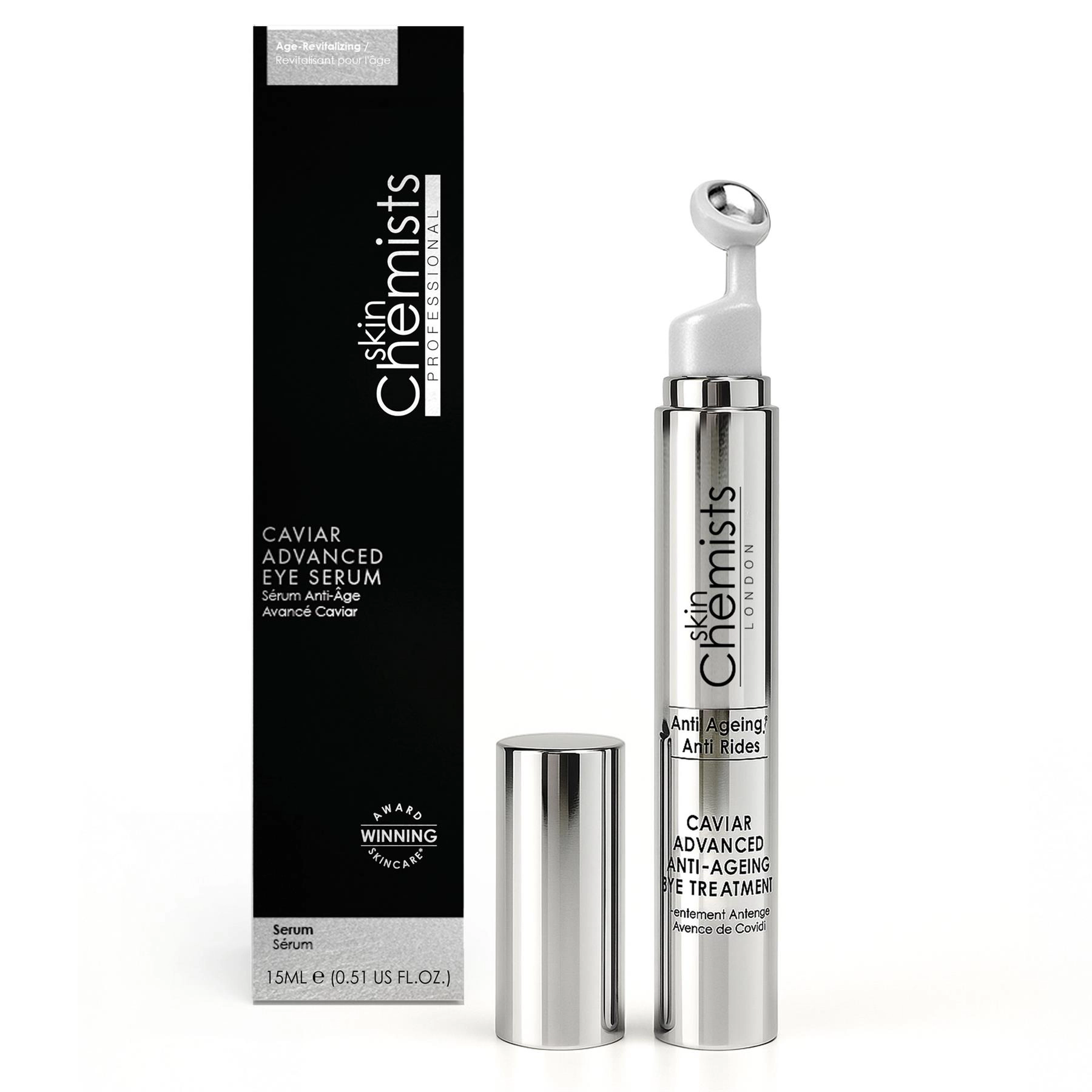 skinChemists Caviar Advanced Anti-Ageing Eye Treatment 15ml - Firming Peptide Complex, Aloe Vera - Anti-Ageing Eye Cream