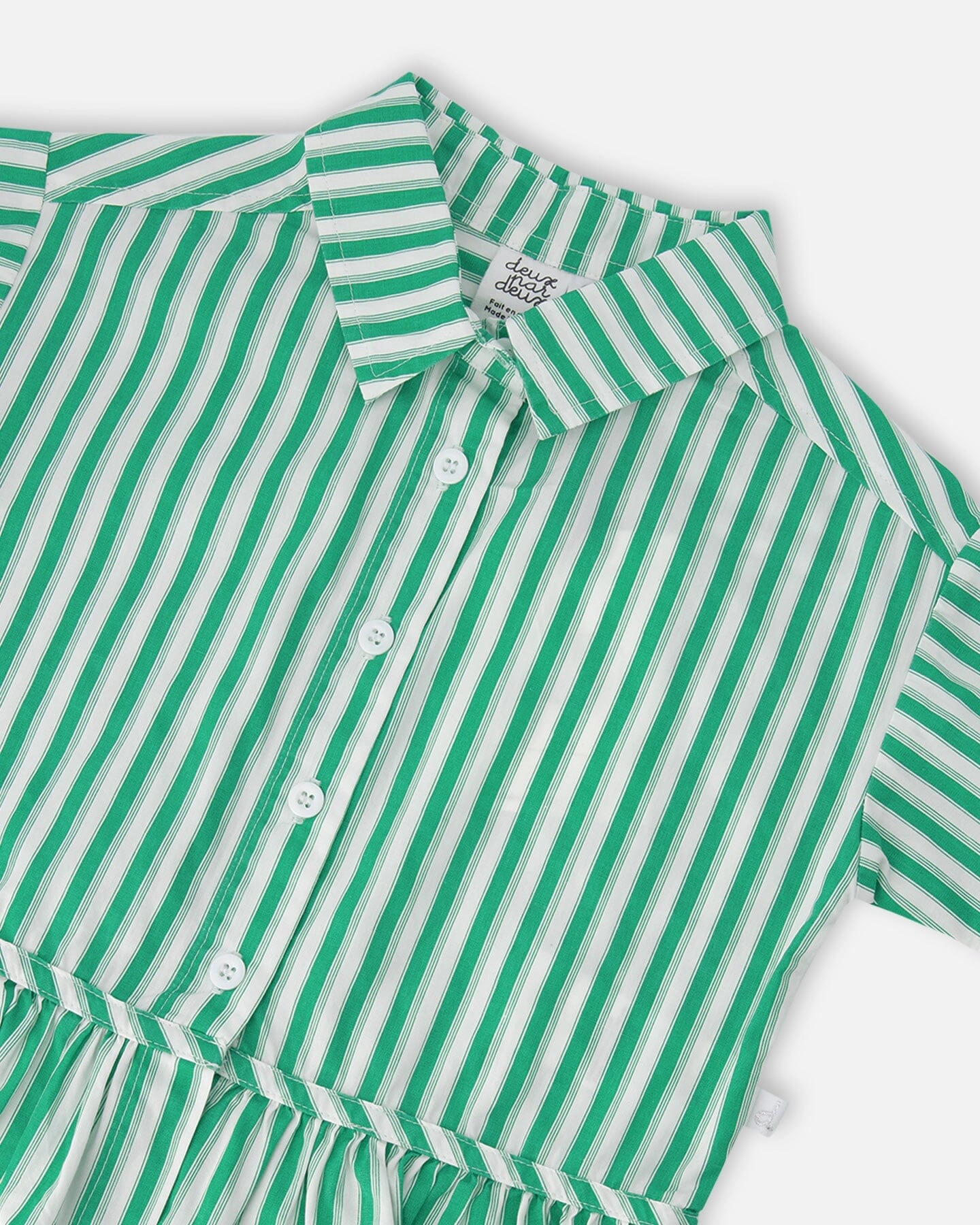 Deux par Deux Girls Short Sleeve Striped Button Down Shirt