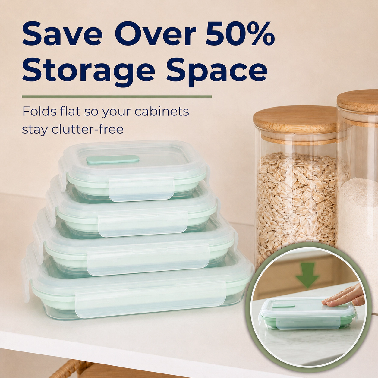 CHEFSPOT Collapsible Silicone Food Storage Containers 4 Pack