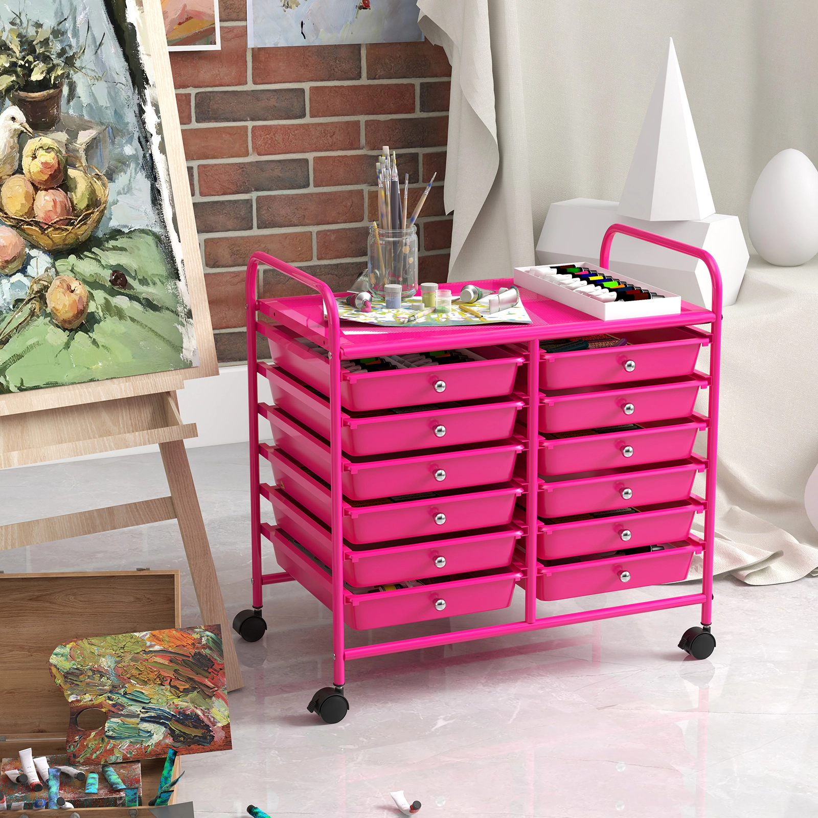 SUGIFT 12-Drawer Rolling Storage Cart for Home and Office with Lockable Wheels