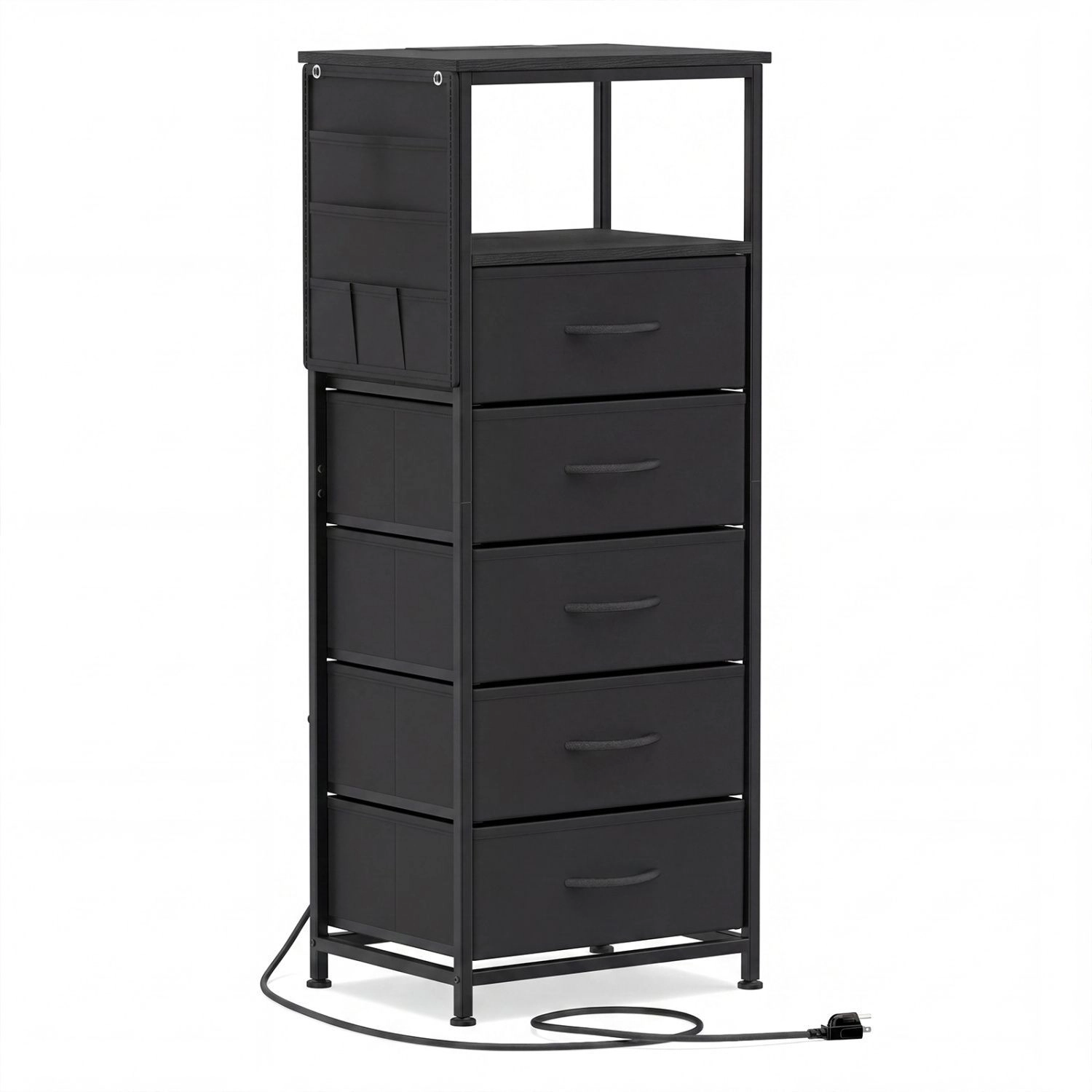 SlickBlue Storage Cabinet with 5 Drawers, Charging Station & Pocket