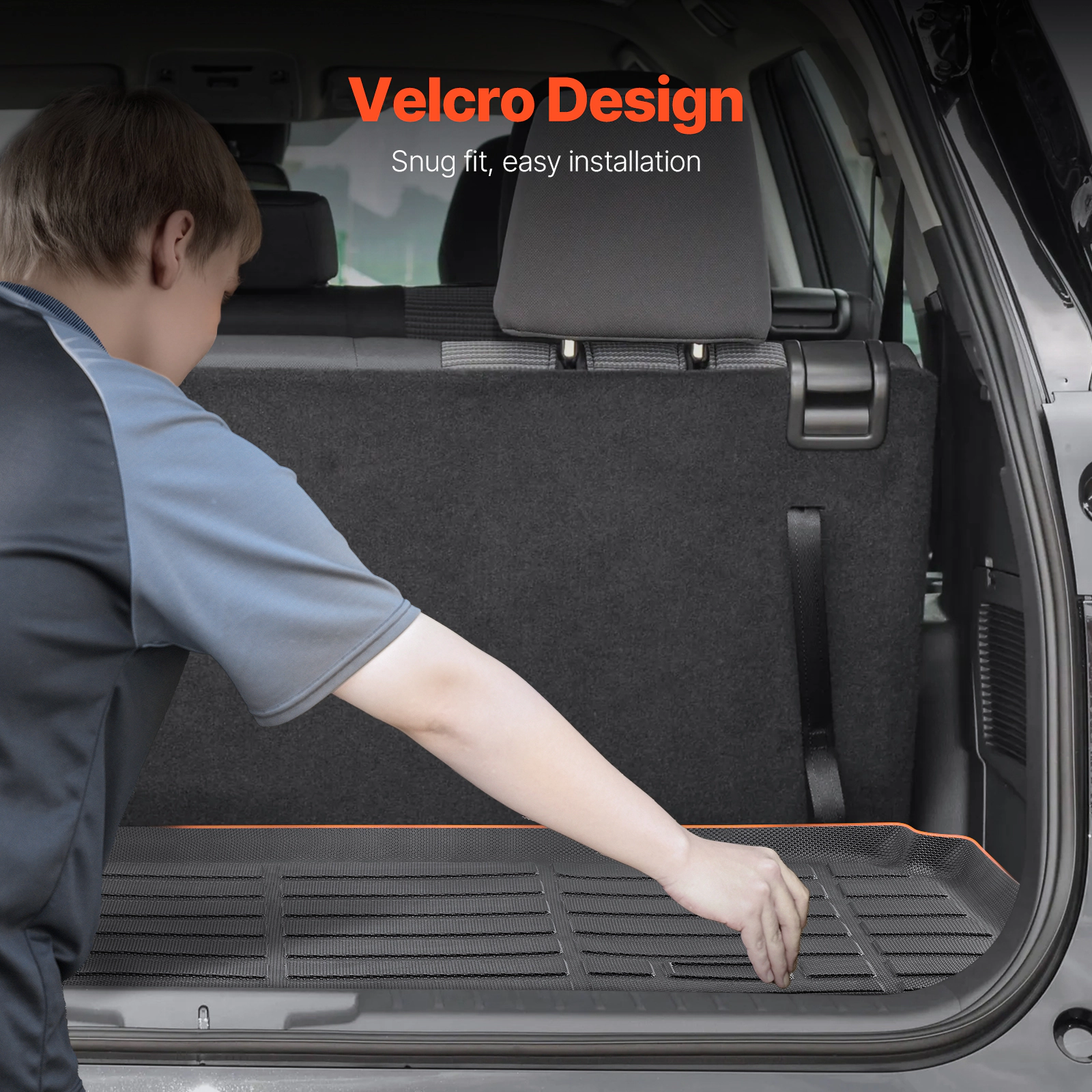 HONGGE Custom Fit TPE Cargo Mat for Toyota Kluger & Highlander 2020-2024, Trunk Liner with Backrest Mats, Black