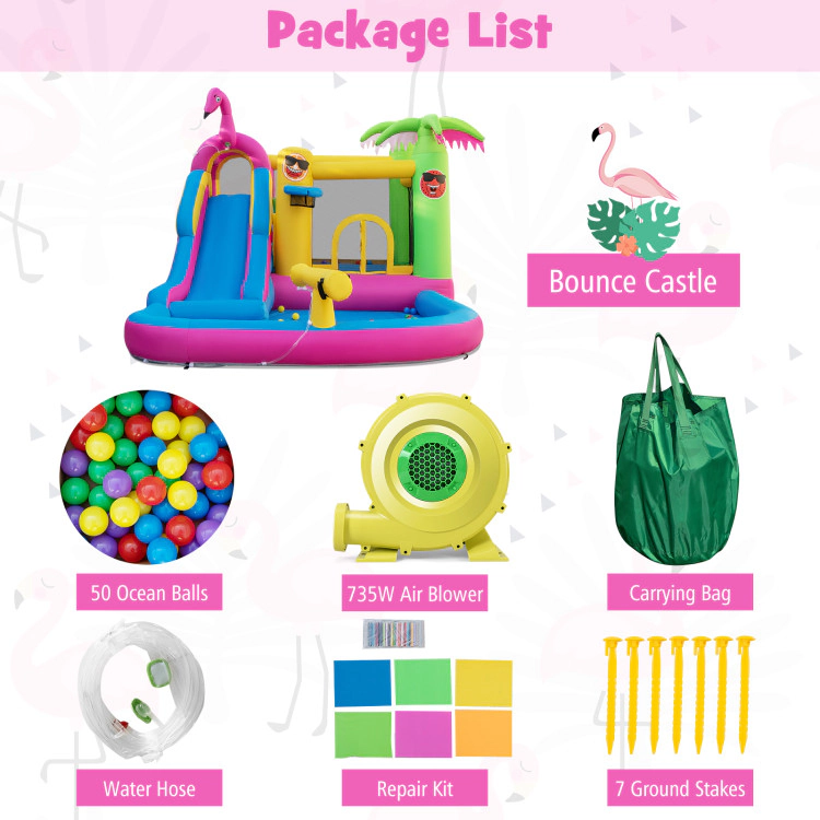 Hivvago Inflatable Bounce Castle with Long Water Slide and 735W Blower