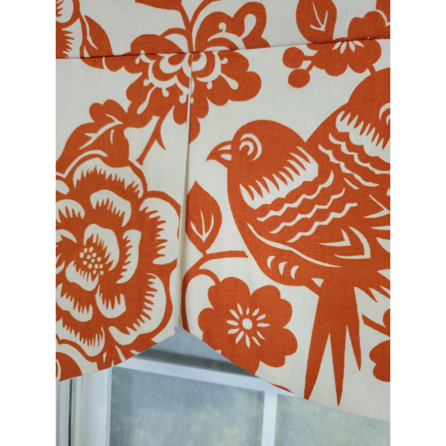 RLF Home 3" Rod Pocket High Quality Fabric Love Bird Mandy Valance for Windows 50" x 17" Orange