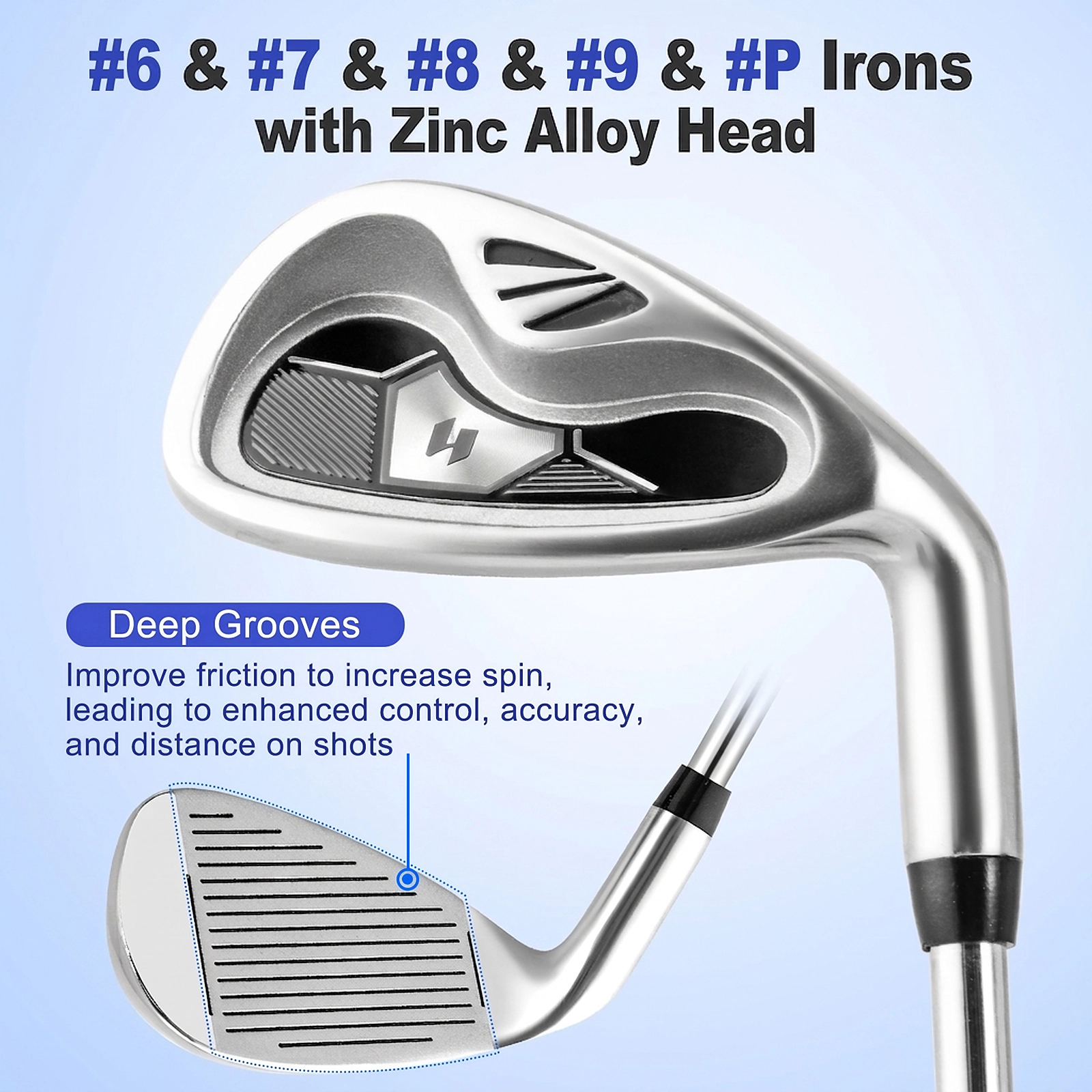 10-pc Complete Golf Club Set for Men 460cc Driver 3 Fairway Wood 4 Hybrid 5 Irons Putter and Stand Bag Black