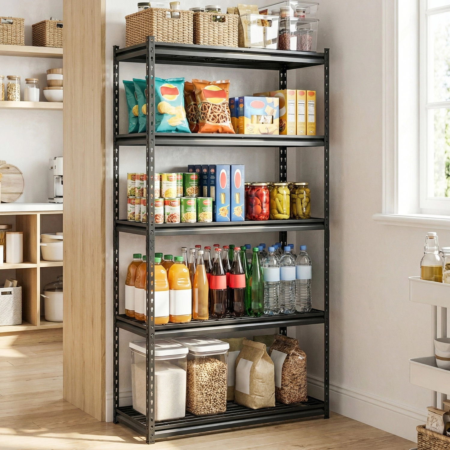 SUGIFT Adjustable 5-Tier Metal Wire Shelving Unit 400-lb Per Shelf 2000-lb Capacity Black
