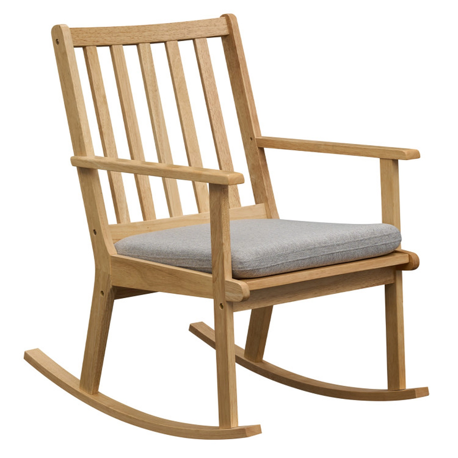 SUGIFT Solid Rubber Wood Rocking Chair with Padded Cushion 352-lb Capacity 33.5-in Frame Natural + Gray