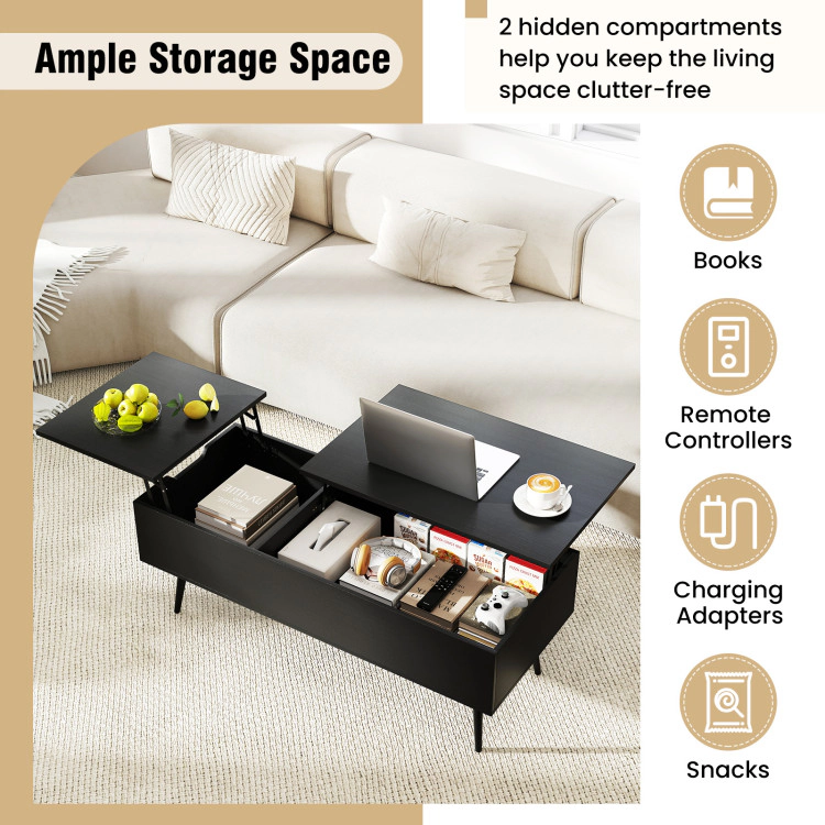 Hivvago Modern 47" Coffee Table with Lift-Top Design and Two Secret Storage Spaces