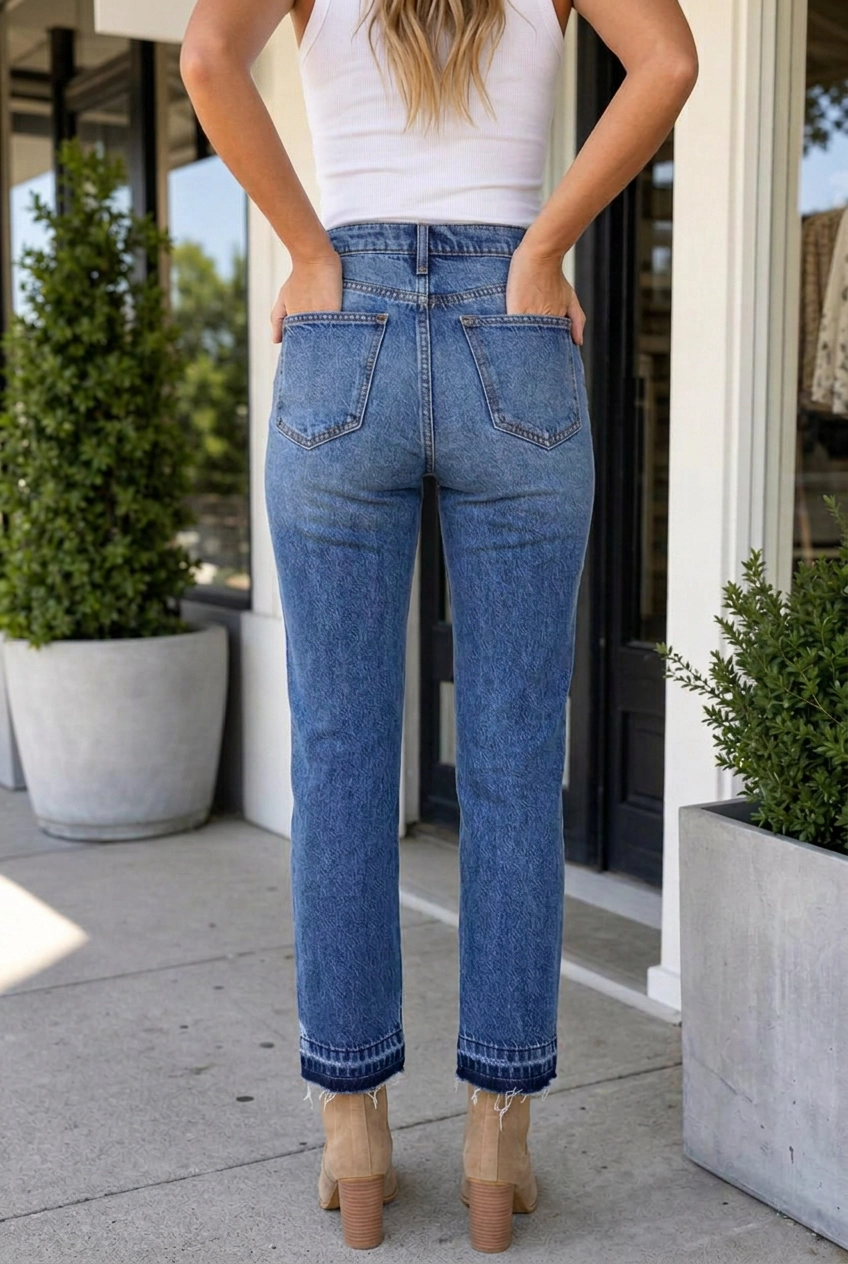 Threaded Pear Women's Jada Hem Cropped Jeans