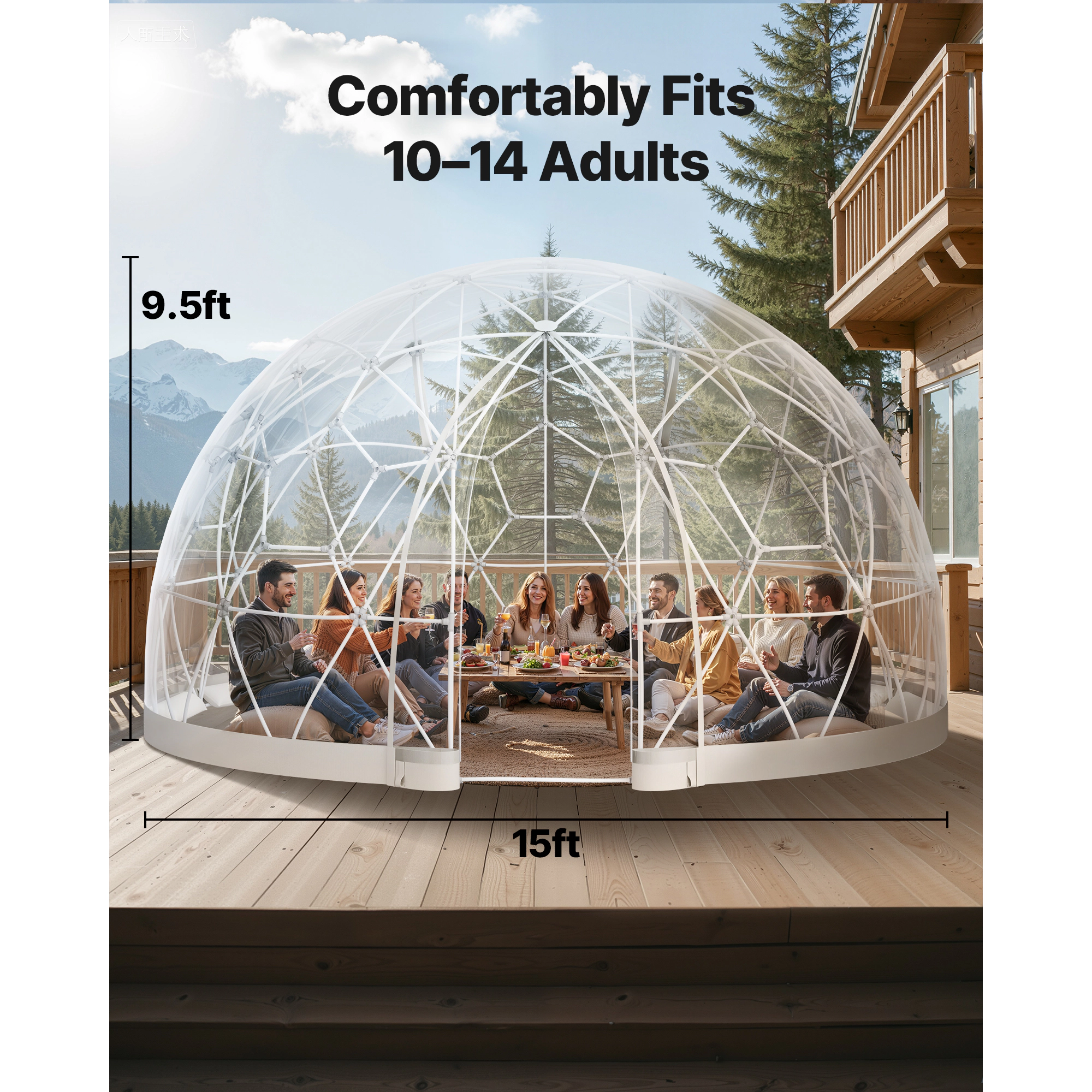 HONGGE Garden Dome Igloo Outdoor Clear Bubble Tent for Weatherproof Geodesic Dome Greenhouse with Window PVC Igloo Tent