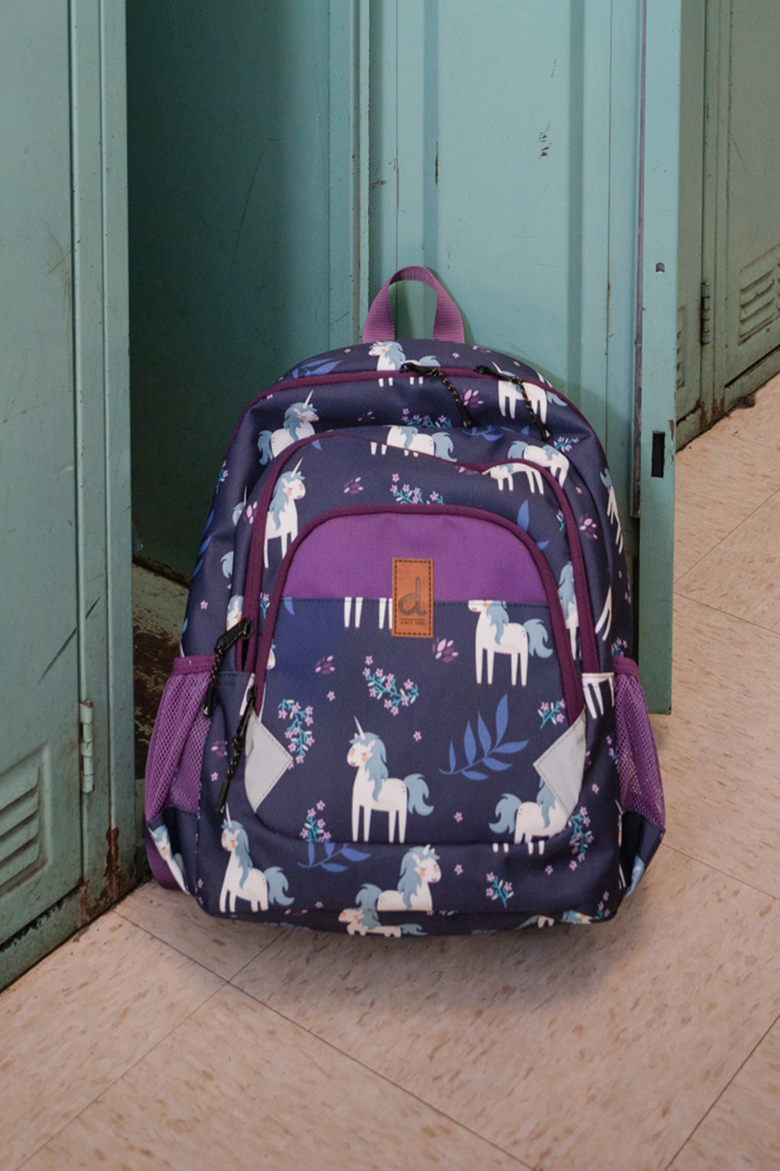 Deux par Deux Girls Unicorn Print Three-Compartment Preschool Backpack