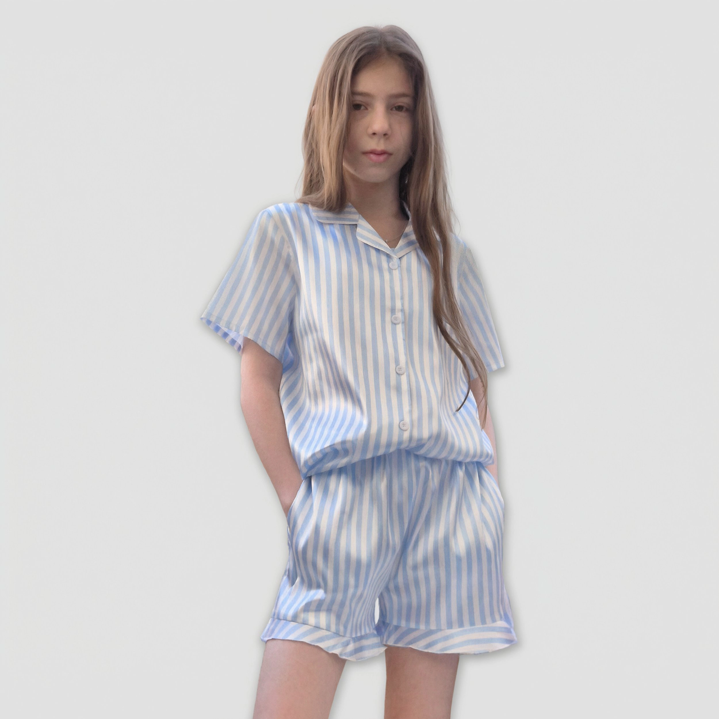 Arshiner Girls Pajamas Silk Satin Pajama Set Piece Button Down Ruffle Sleepwear
