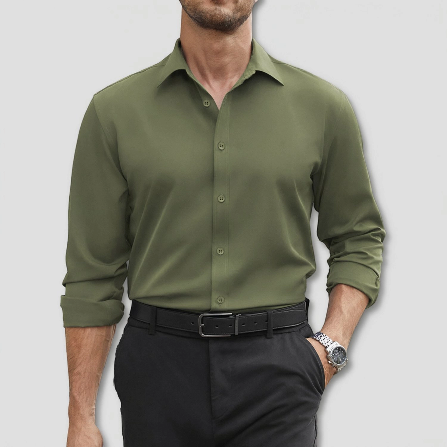 COOFANDY Mens Long Sleeve Dress Shirt Button Down Collar Business Casual Work