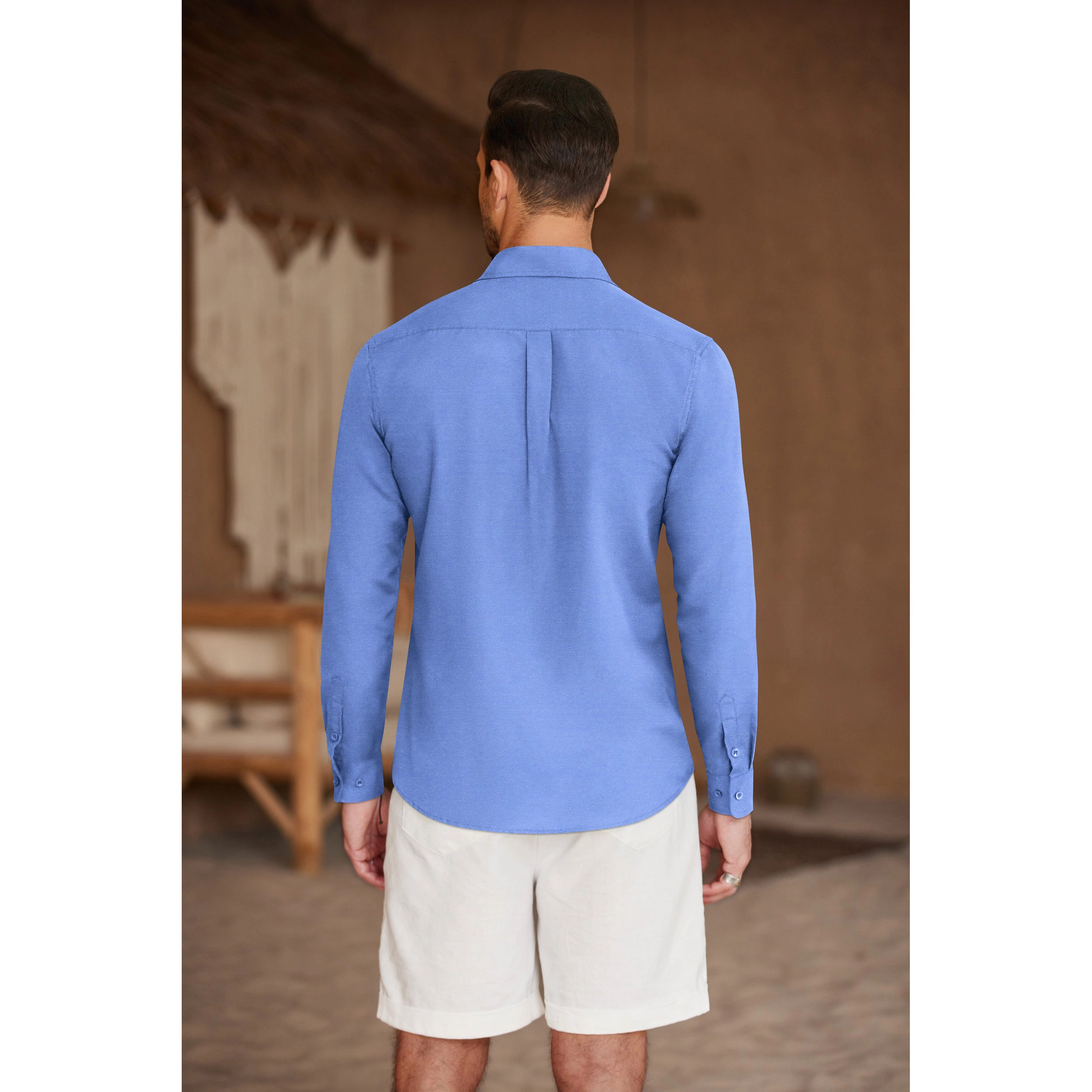 COOFANDY Men's Regular Fit Lightweight Linen Casual Long Sleeve Button Down Shirt