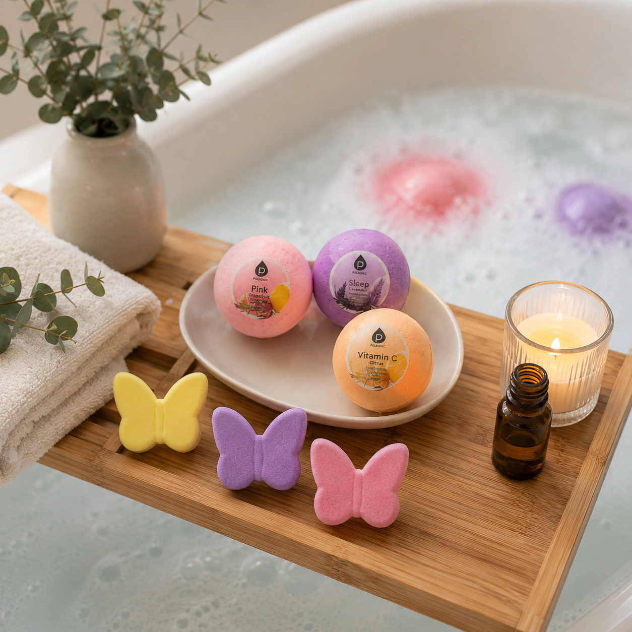 Pursonic Women's Aromatherapy Bath Bomb Collection: Essential Oil Butterfly & Handmade Natural Bath Bombs Gift Set