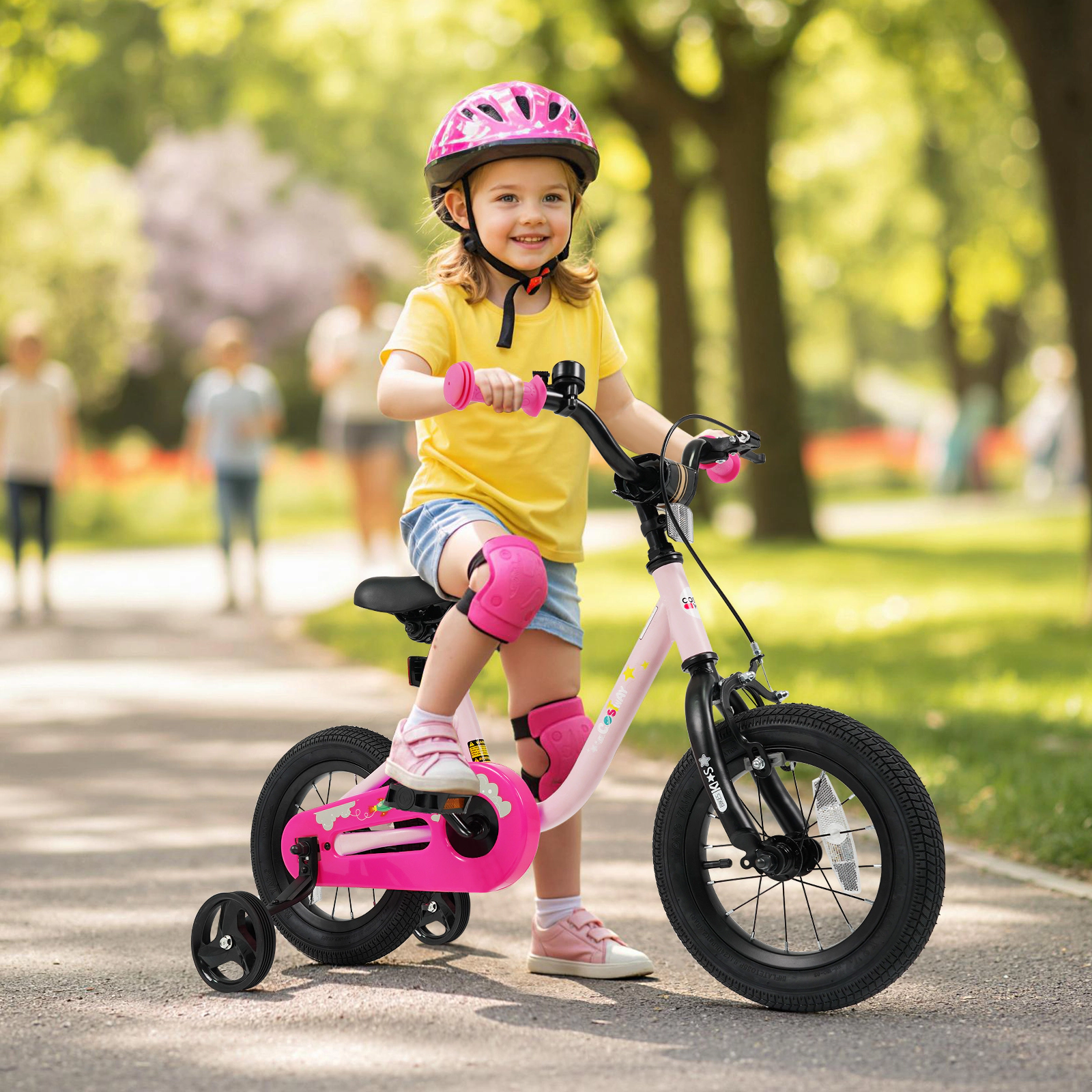 LJG Kids Bike Boys and Girls 12/14/16-Inch Children Bicycle-Pink