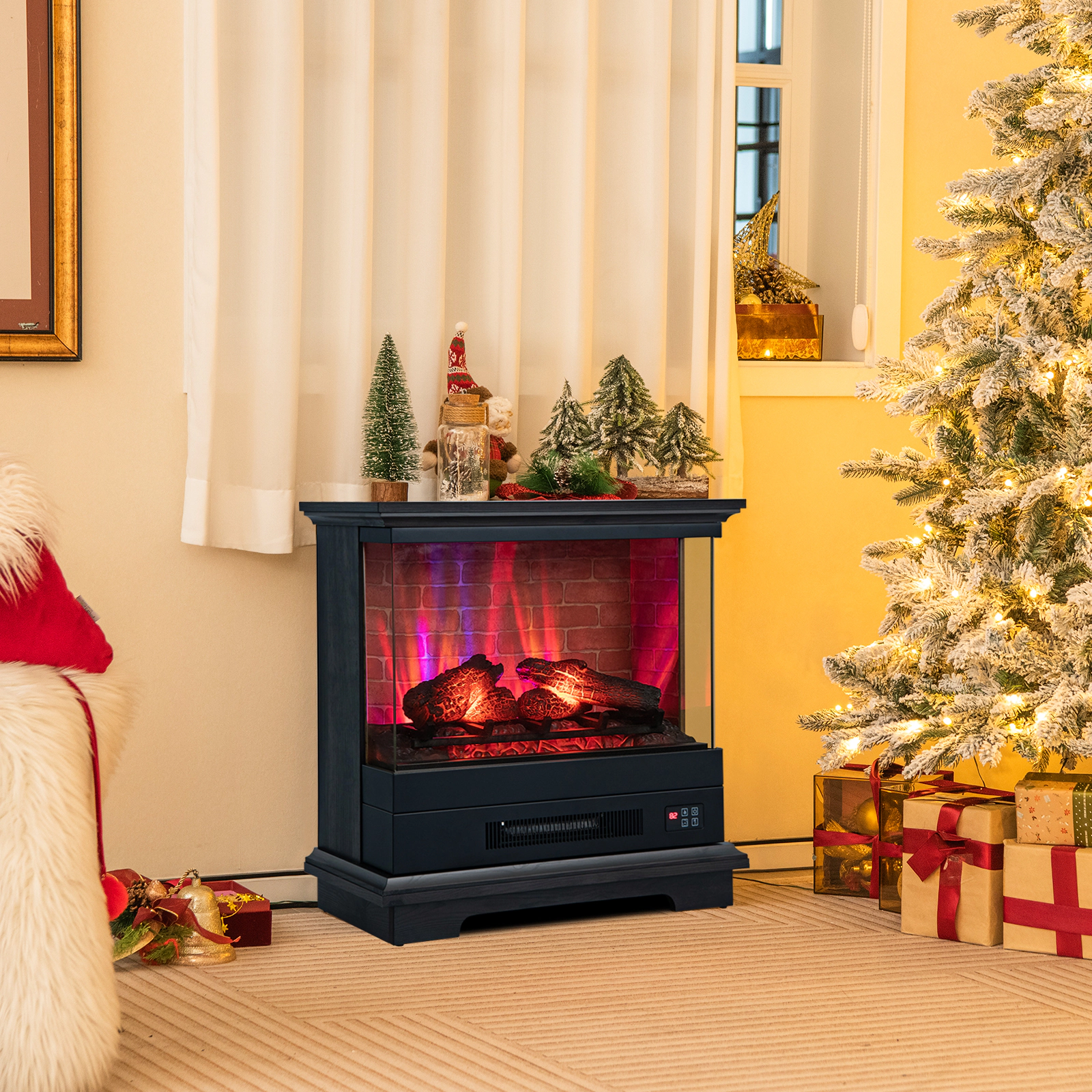 SlickBlue Freestanding Electric Fireplace with 7-Level Flame Effect